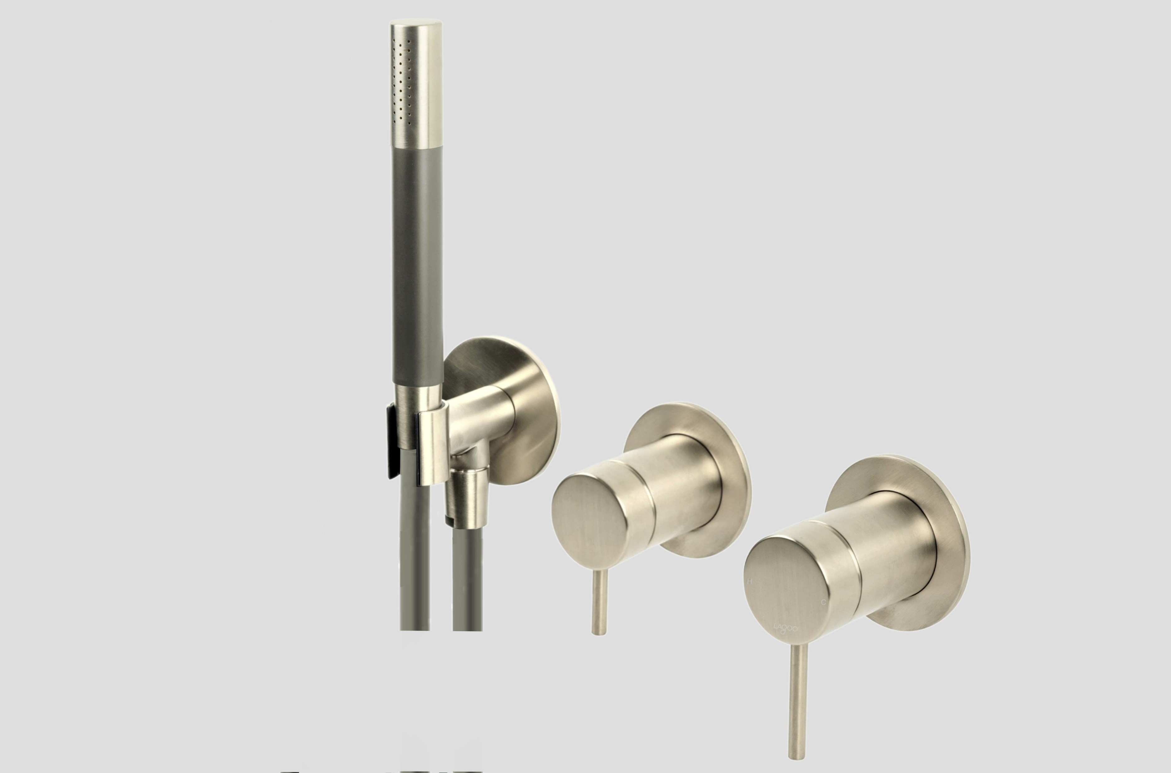 Lagoo Garda Inbouw douche-/badmengkraan m. 2-weg omstel afbouwdeel en handdouche G3218BN Brushed Nickel