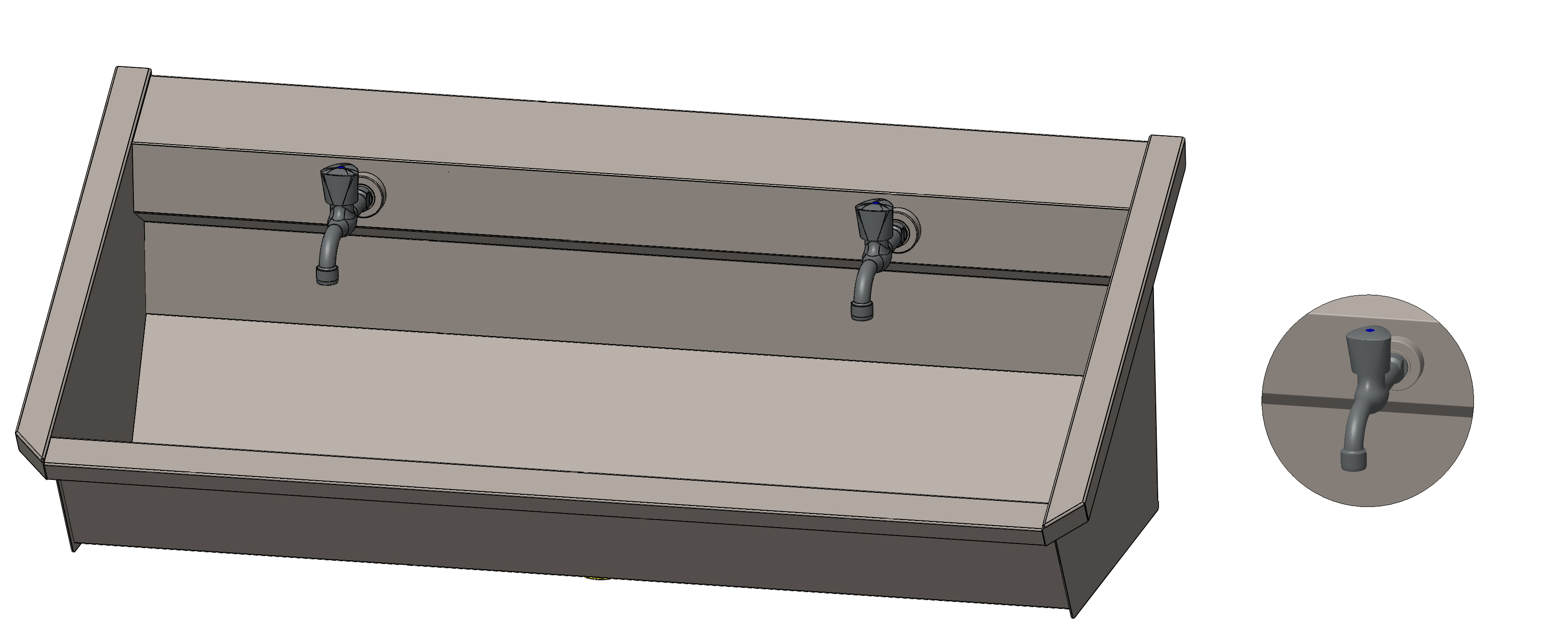 Intersan Sanilav muurwastrog rvs 2p 120 muurkraan SANILAV 1.0-2-M2
