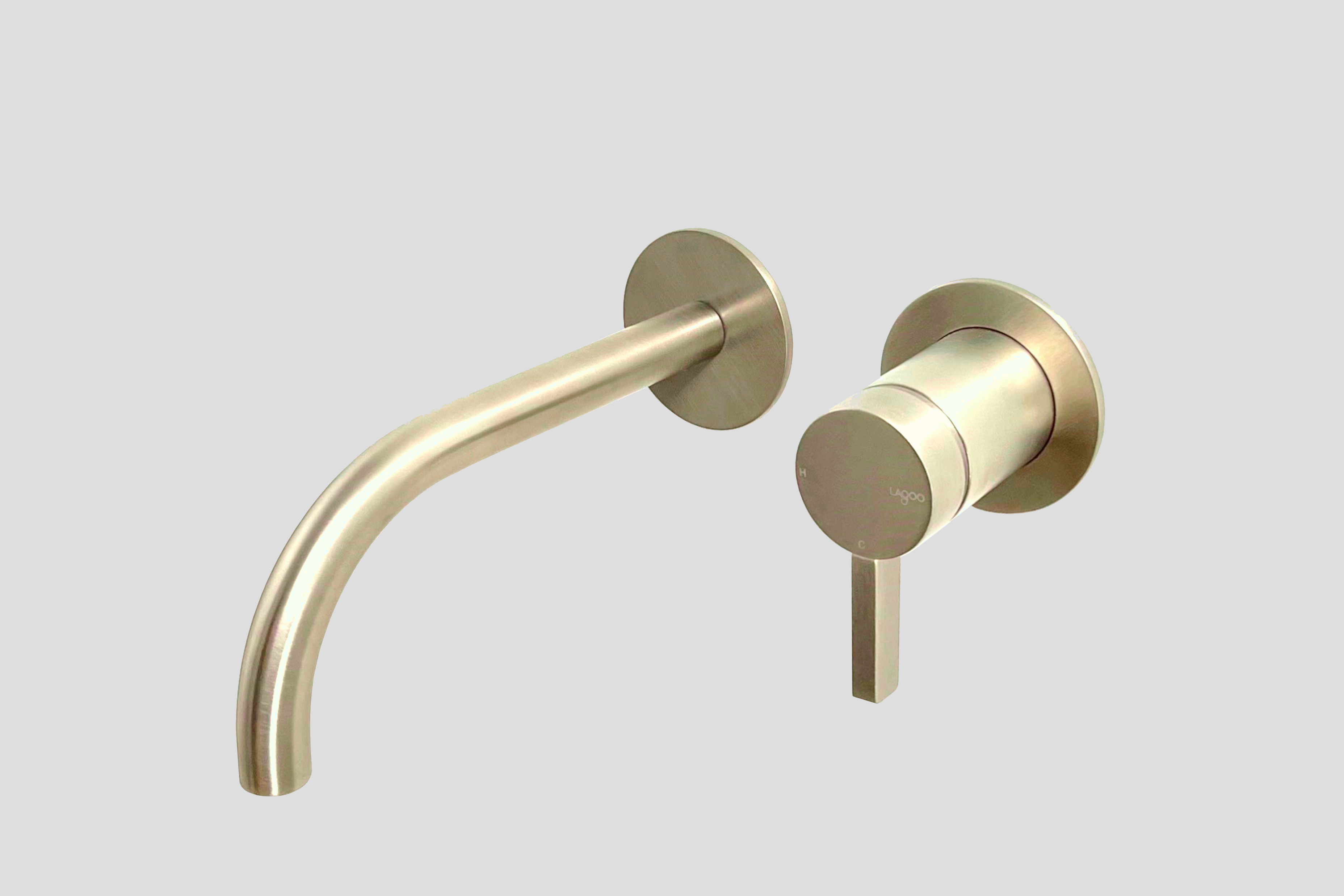 Lagoo Como Inbouw wastafelmengkraan afbouwdeel m. uitloop 22 cm CM1200-22PG Brushed Champagne PVD