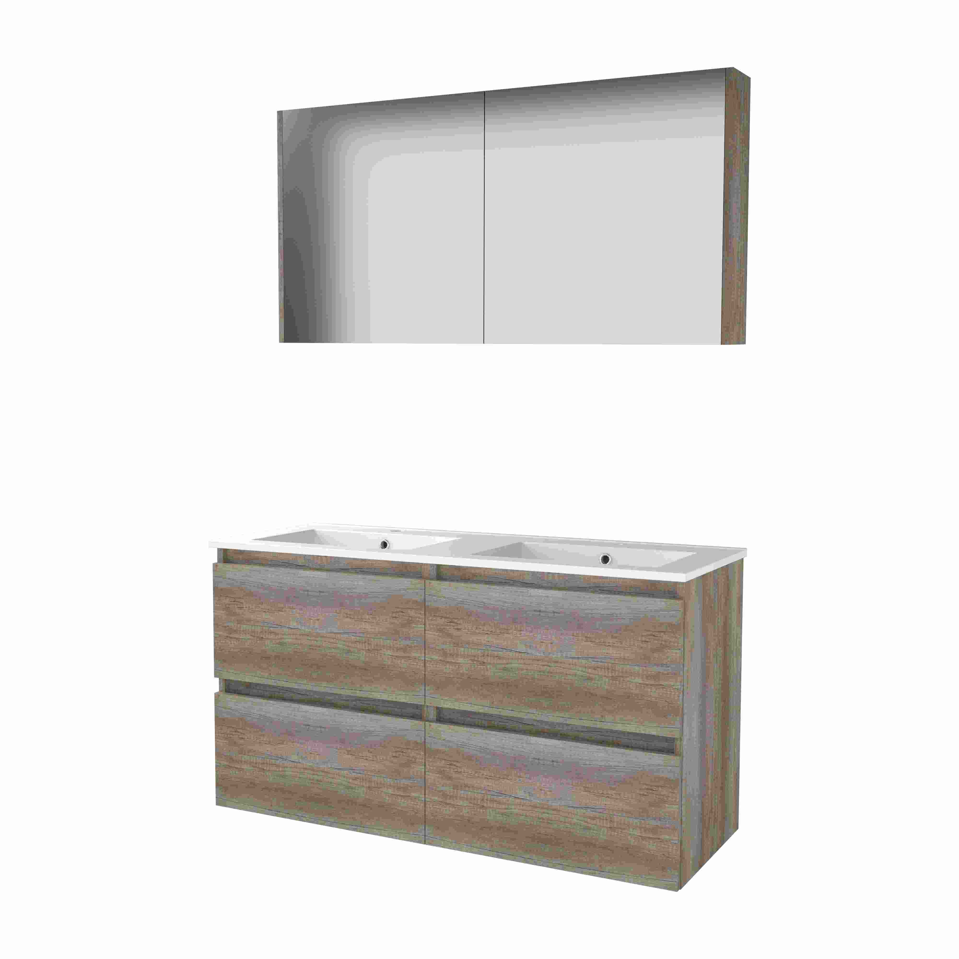 Basic Comfort 46 set 120x46cm greepl. 4 la keram. wast. 2 krgt incl. kast C46GL120PSO Scotch Oak