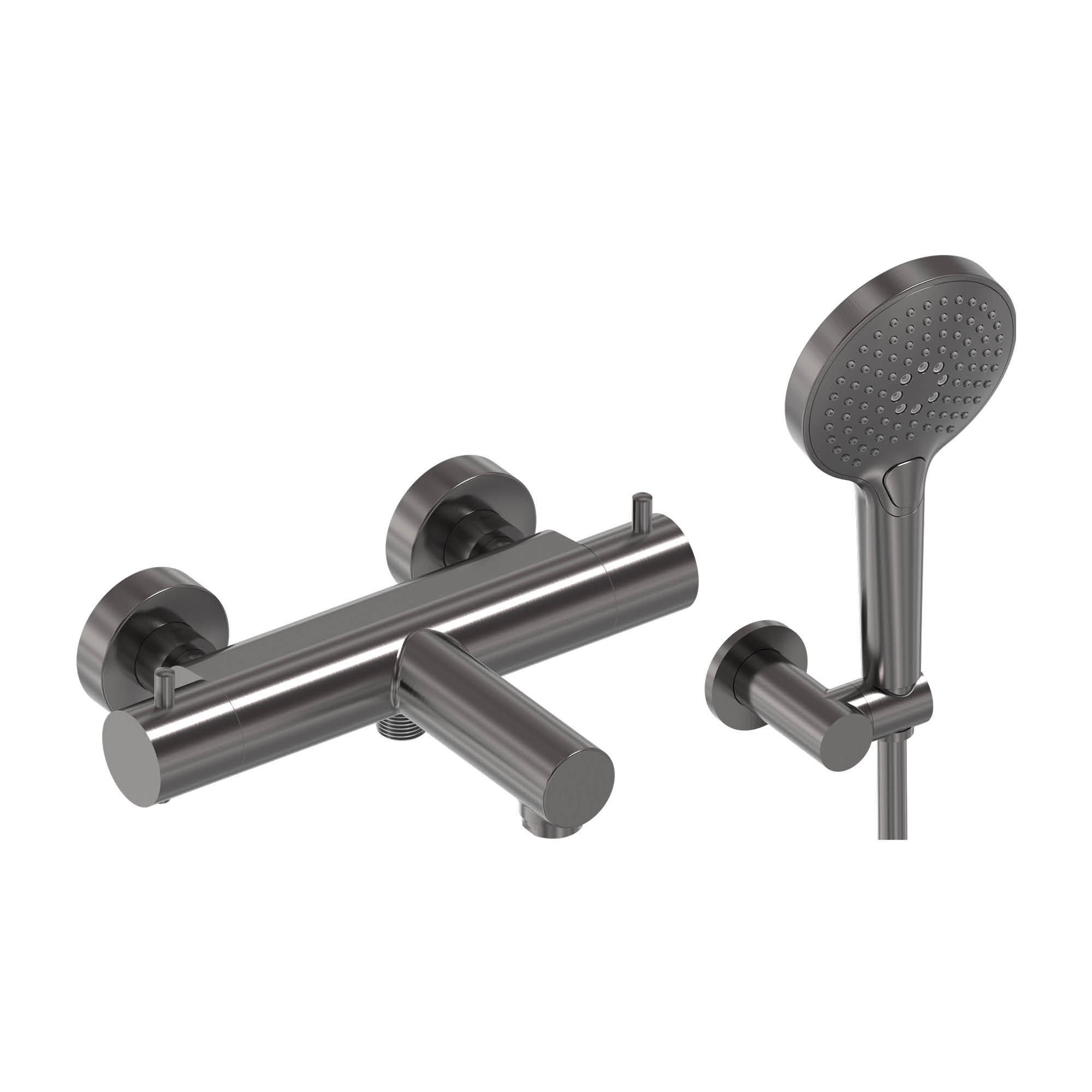 MAY set Badthermostaat wandsteun verst. slang 125 cm en 3-standen handdouche 6802256 Geborsteld carbon black PVD