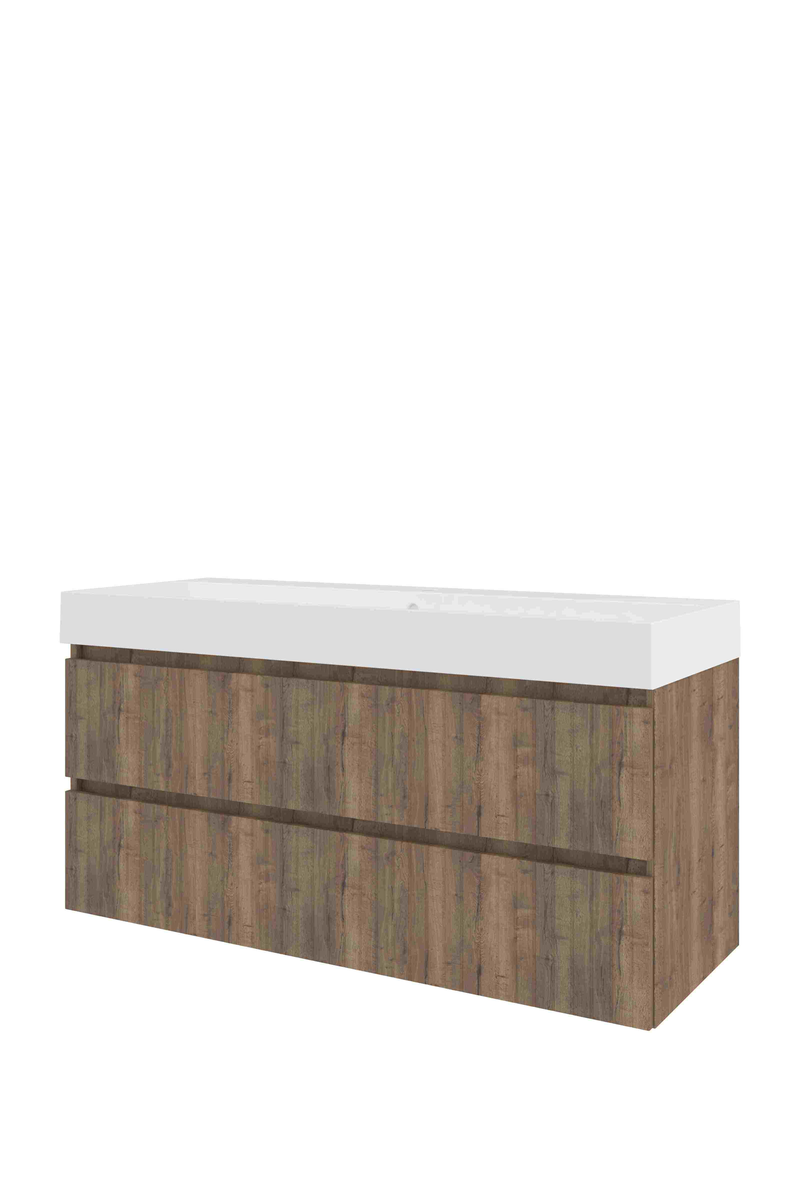 Proline Set polystone Loft wast. met 1 krgt. en onderkast sym. gefr. 1818793 Terra oak/Glans wit 1200x460x620
