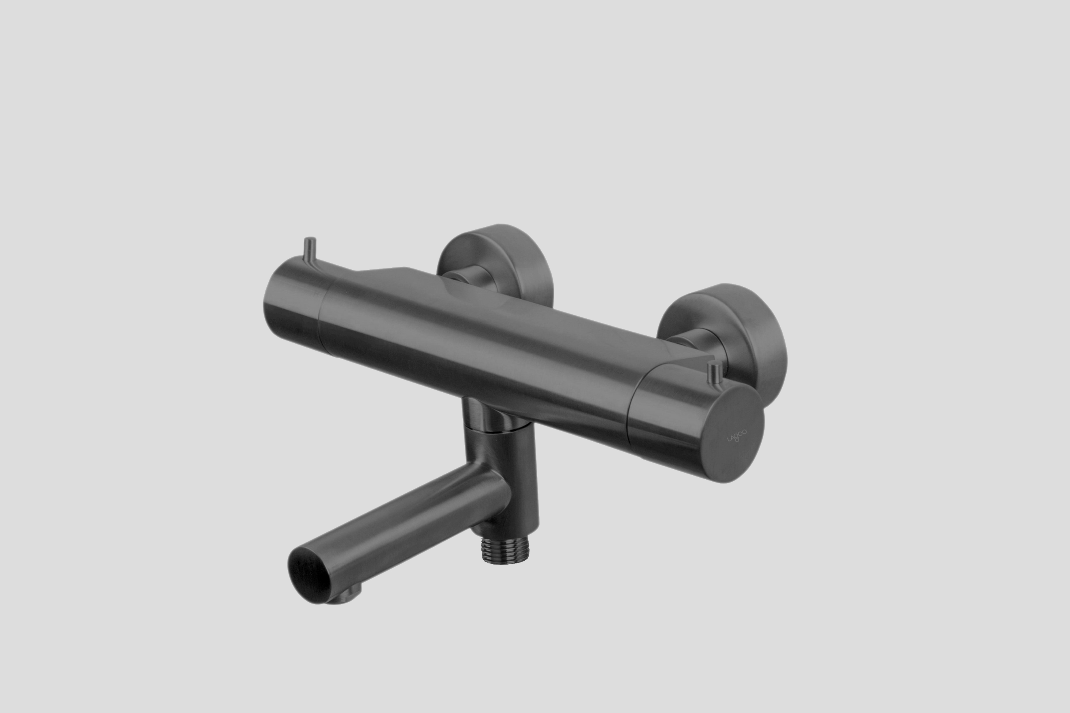 Lagoo Garda thermostatische badmengkraan met uitloop en geintegreerd omstel G3101GM Brushed Gun Metal PVD