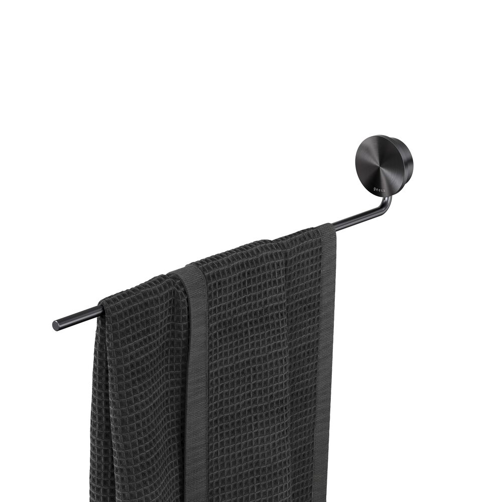 Geesa Opal handdoekrek 1 arm 917205-09 geborsteld zwart metaal