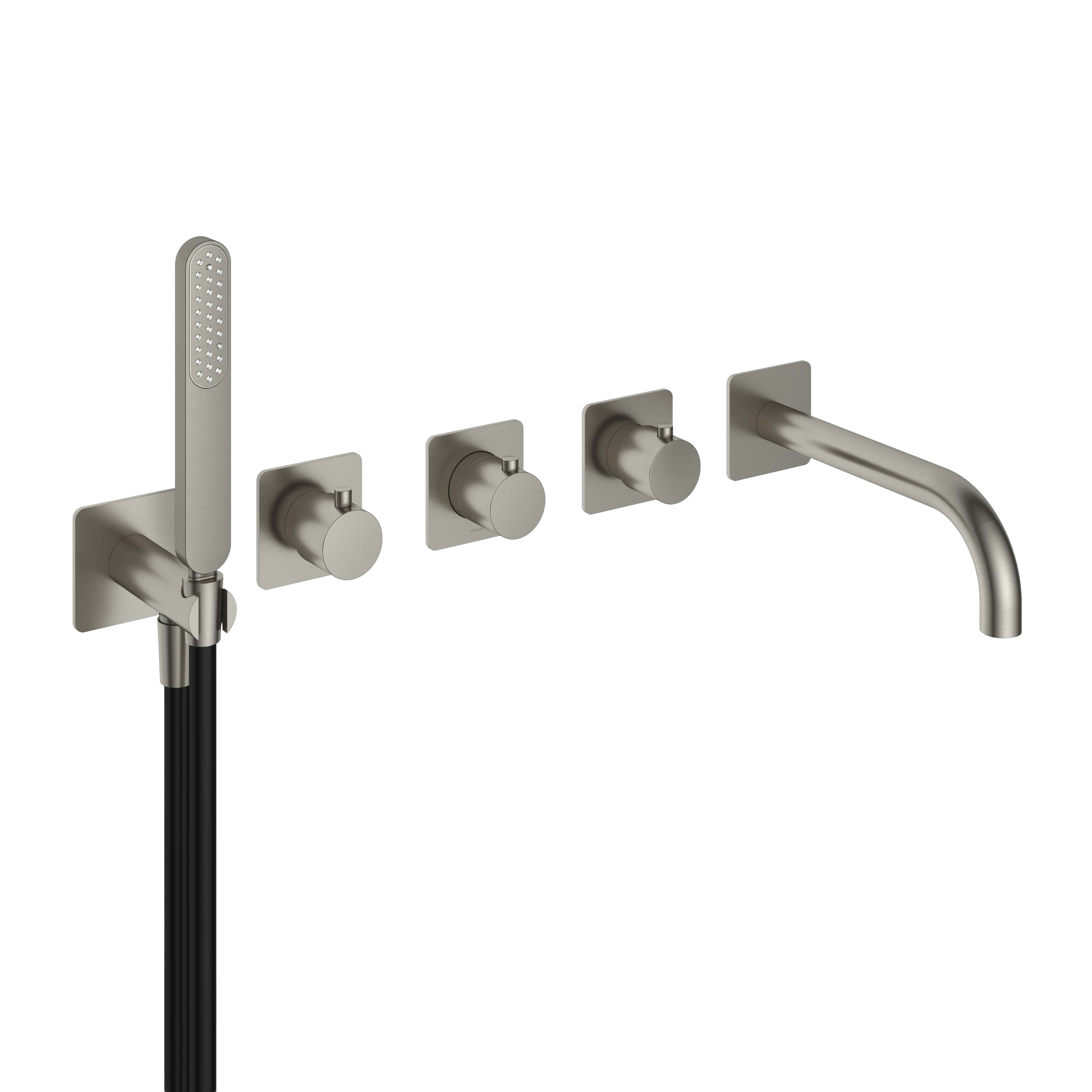 Hotbath GAL afbouwdeel douche thermostaat met 2 stopkranen met uitloop GL7072EXTGN Geborsteld nikkel