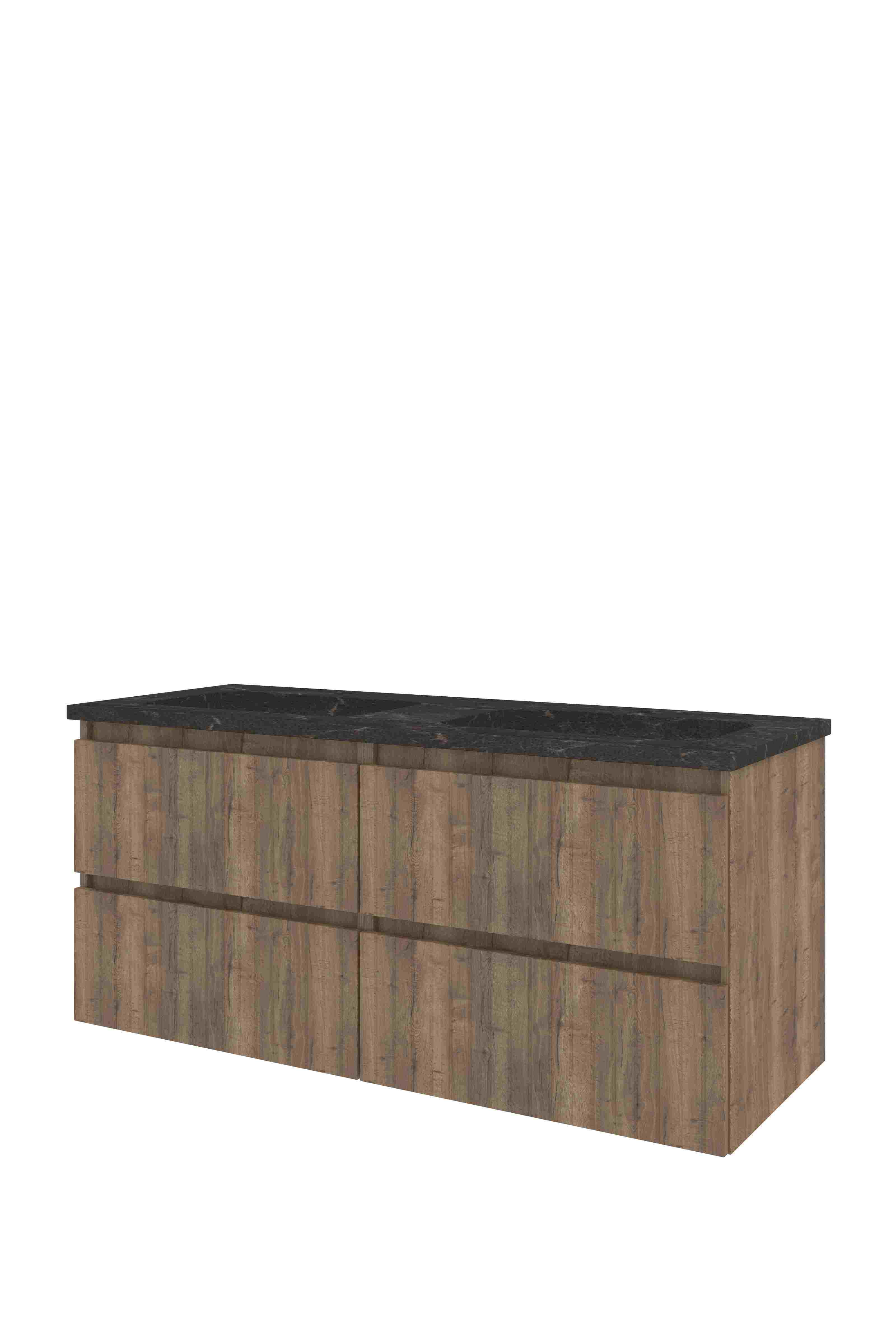 Proline Set hardsteen Elegant wast. met 2 kr.gaten en onderkast 4 laden sym. gefr. 1818353 Terra oak/Blue stone 1200x460x545