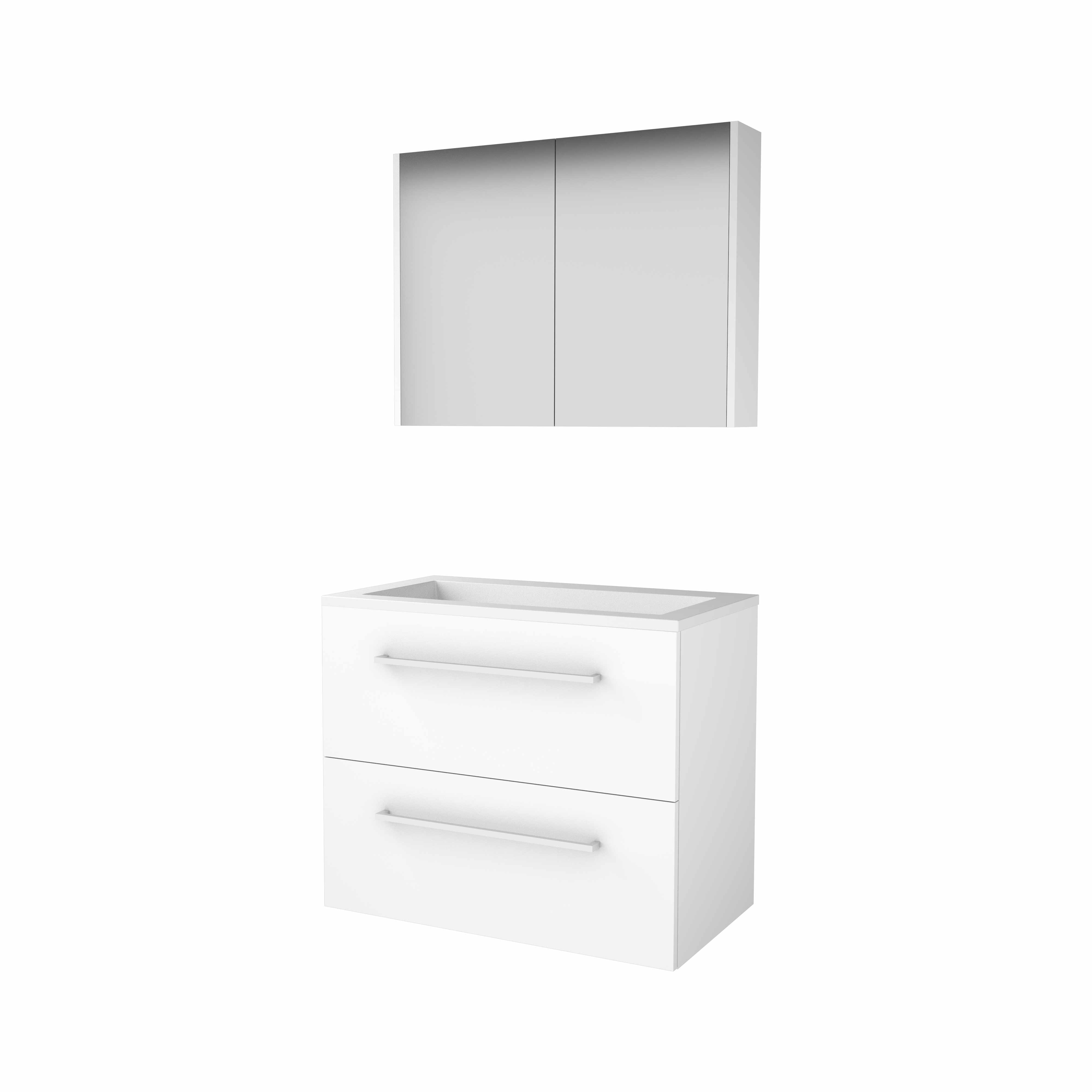 Basic Comfort 46 set 80x46cm met gr. 2 la Acryl wast. 0 krgt. incl. kast C46GR80A0IW Ice White