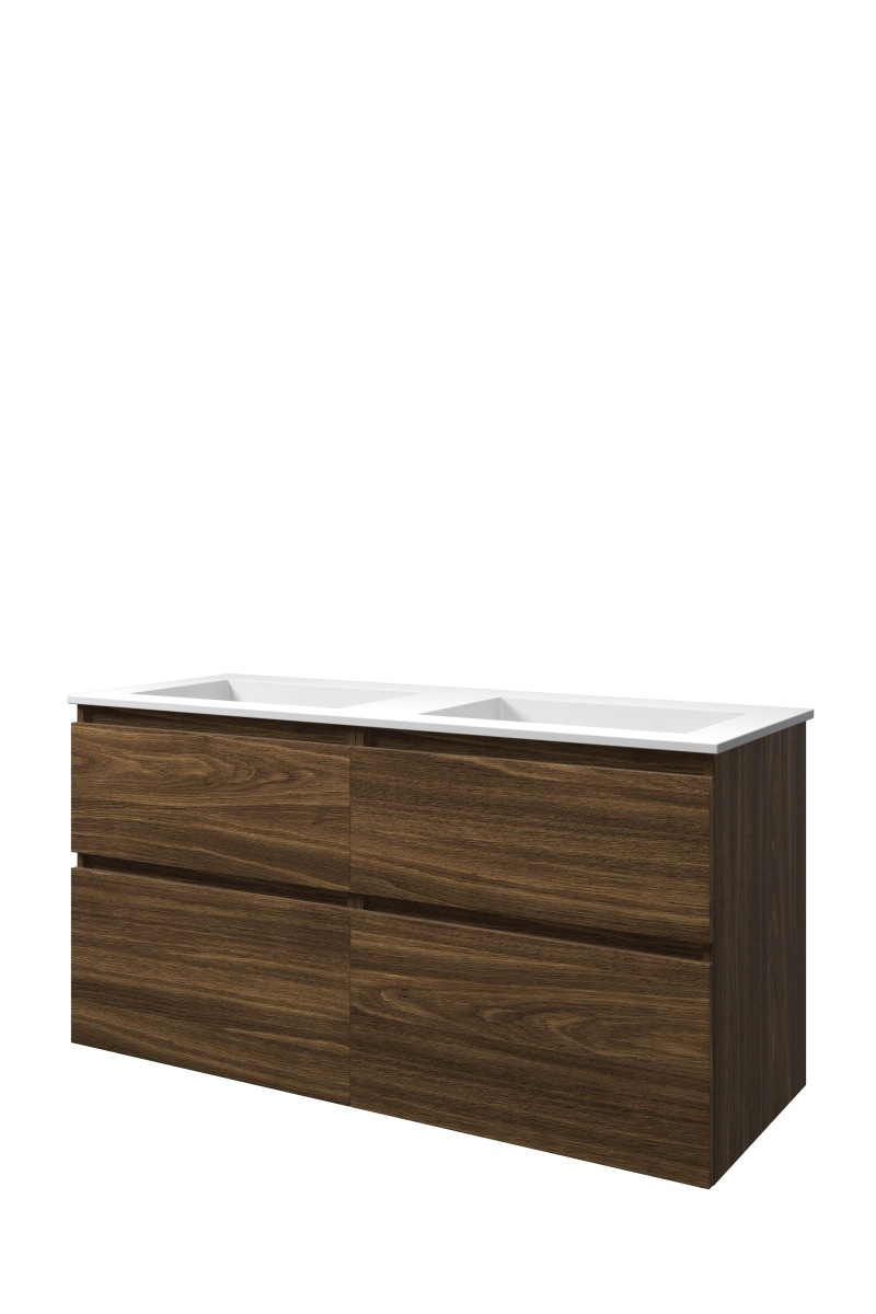 Proline set polystone Elegant wast. z. krgt. en onderk. 4 laden a-sym. 1816523 Cabana oak/Mat wit H620xB1200xD460