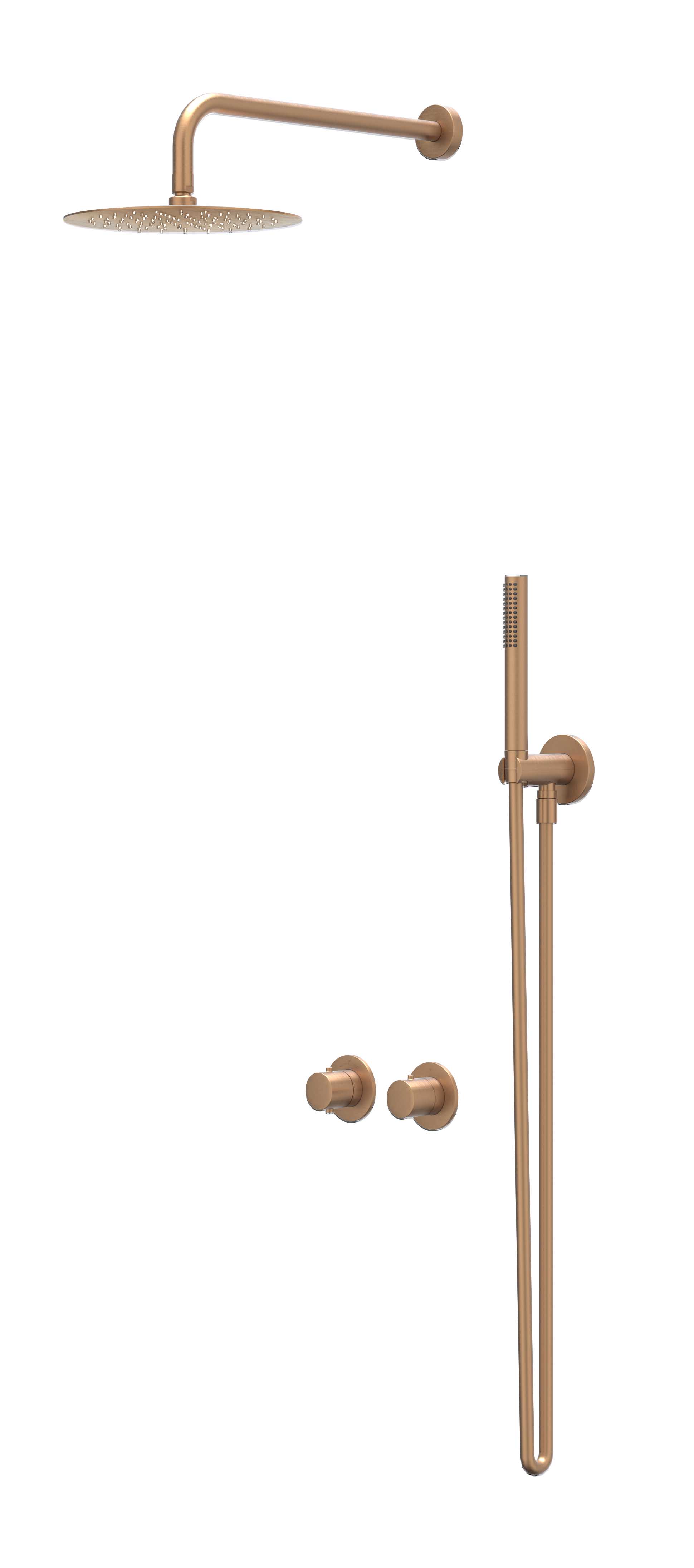 IVY Bond Inbouwset 2-weg  30cm plaf. 30cm me houder  en 3-st handd CSB3GKBFCA gebr. mat koper PVD