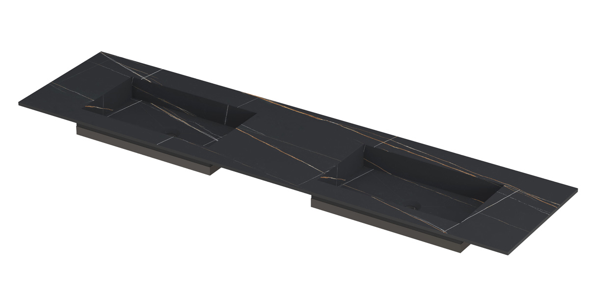 INK Post wast. keramische slab envelop bak dubbel zonder krgt. H10xB1800xD450 Lauren black mat / 210142