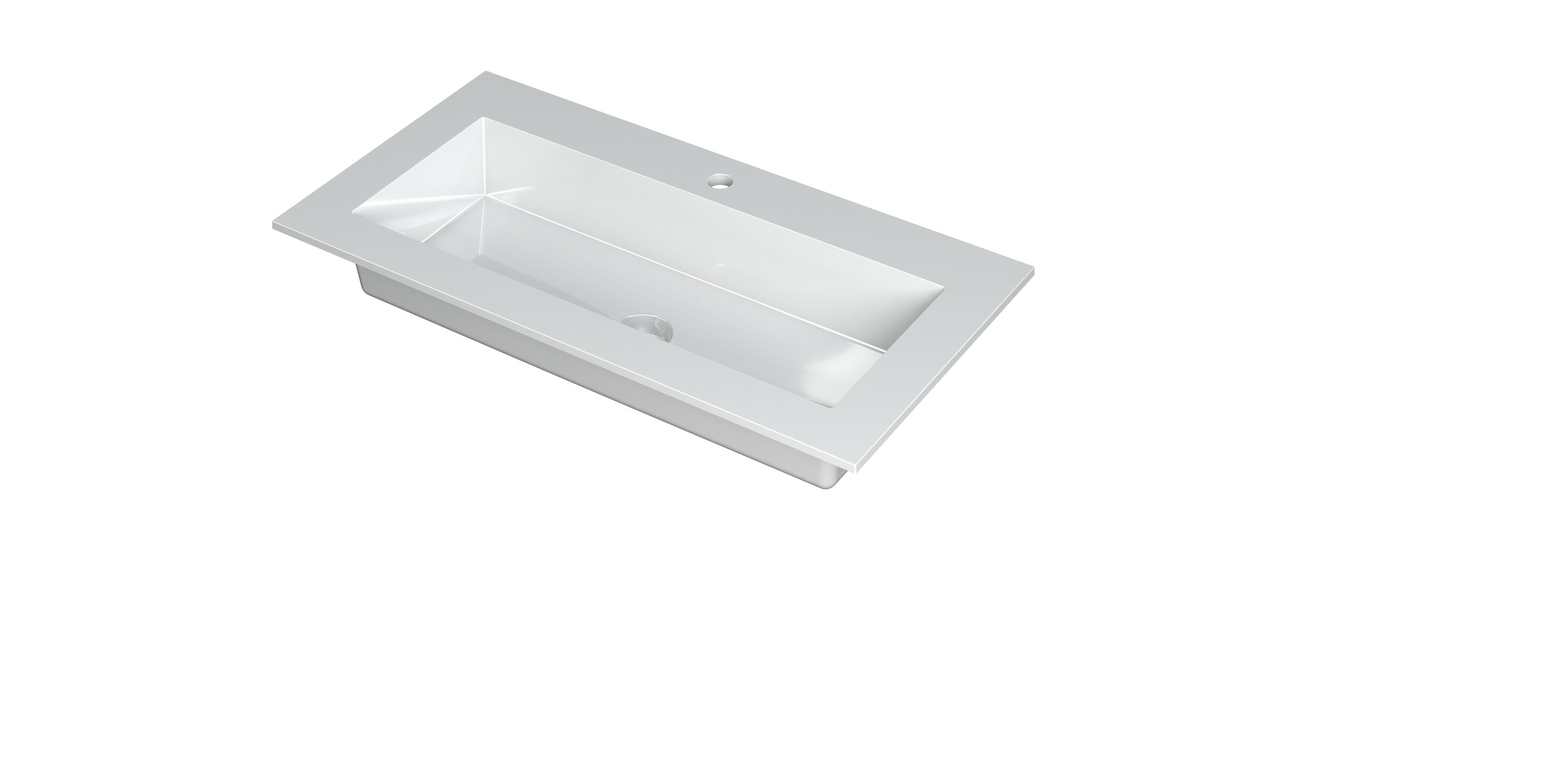 INK Kraft wastafel enkele bak 1 krgt 3417340 Glans wit H10xB900xD450