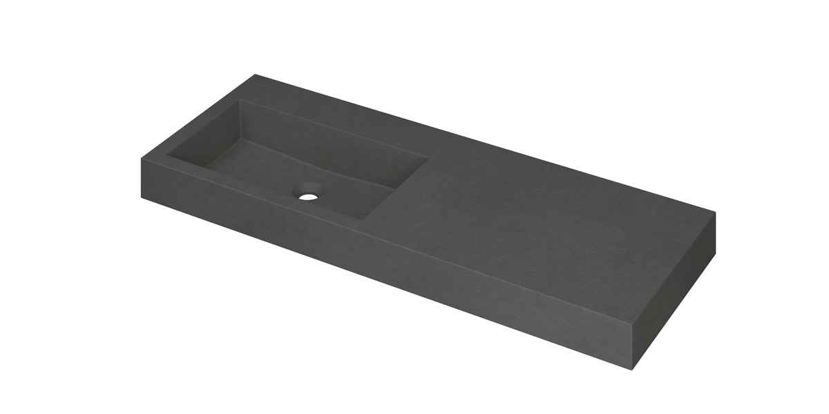 INK Momento Wastafel Quartz wasbak links z. kraangat 3421145 Quartz grijs Afm. 1200x450x90