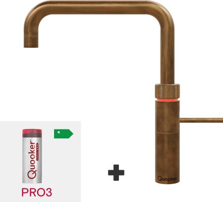 Quooker PRO3 Fusion Square Messing Patina 3FSPTN