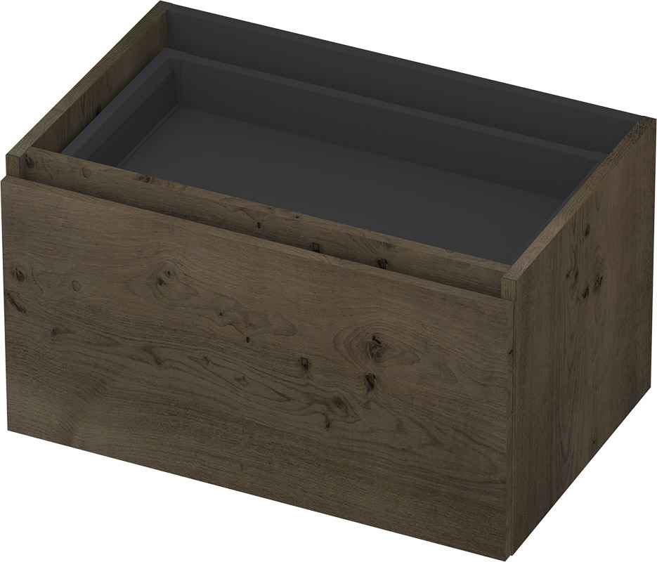 INK Fineer onderkast 1L m. binnenla gr.loos houten keerlijst fineer z. uitsparing 1221314Z Charcoal H400xB700xD450