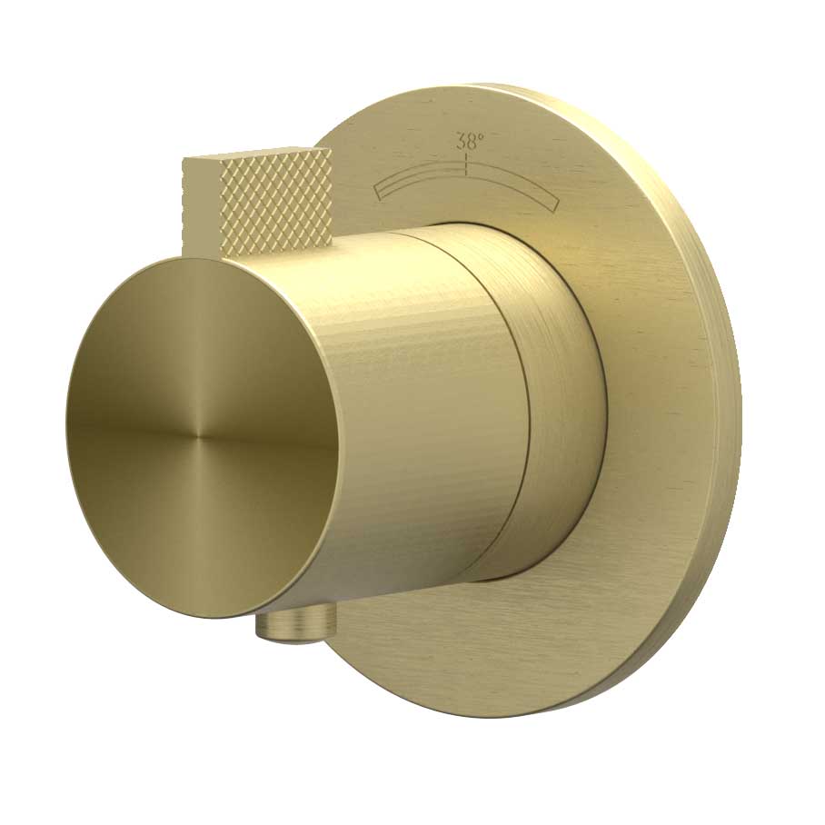 IVY Tribe Afbouwdeel inbouwthermostaat symmetry met rond rozet 6201332 RVS316 gebr. mat goud PVD