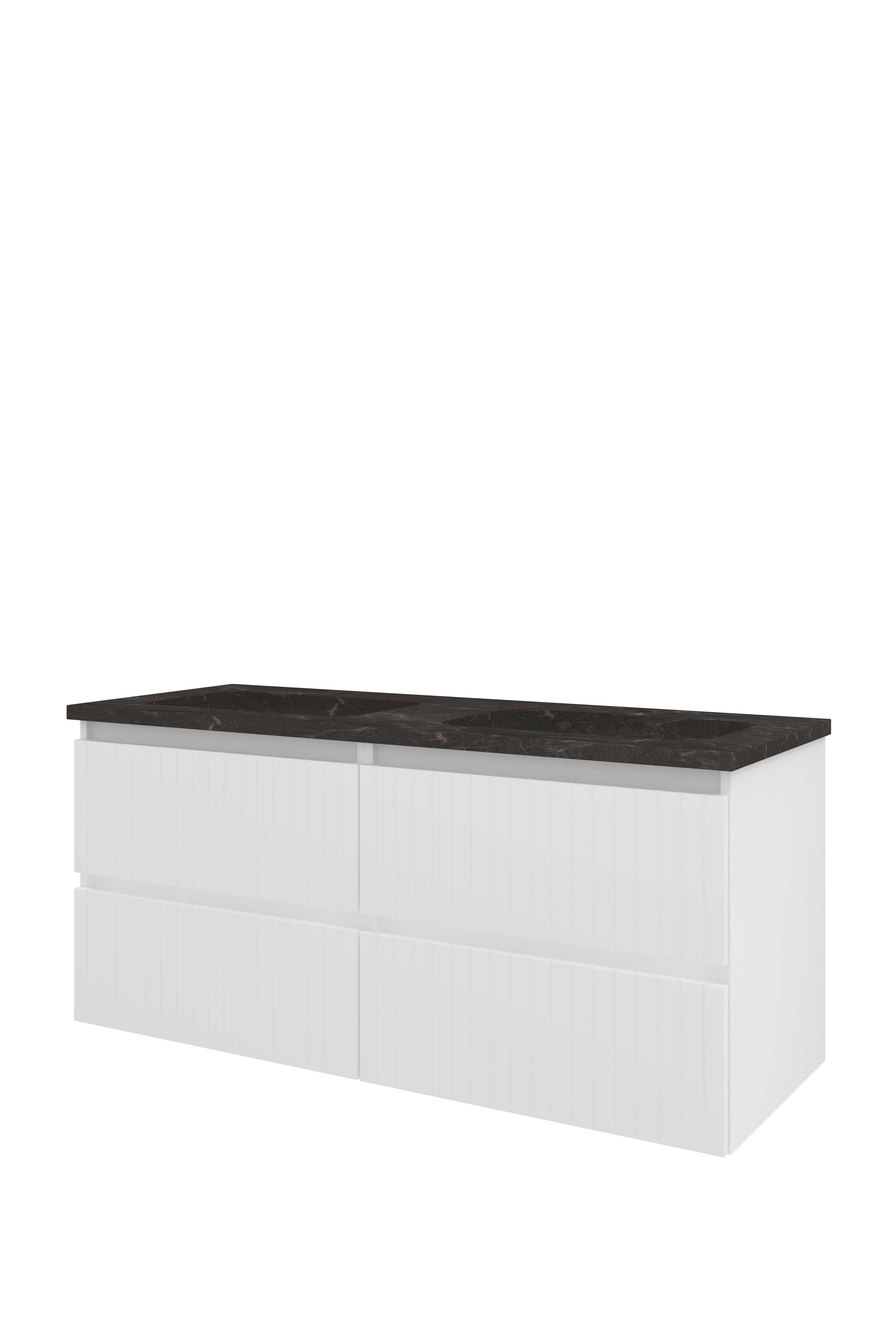 Proline Set hardsteen Elegant wast. met 2 kr.gaten en onderkast 4 laden sym. gefr. 1818355 Mat wit/Blue stone 1200x460x545