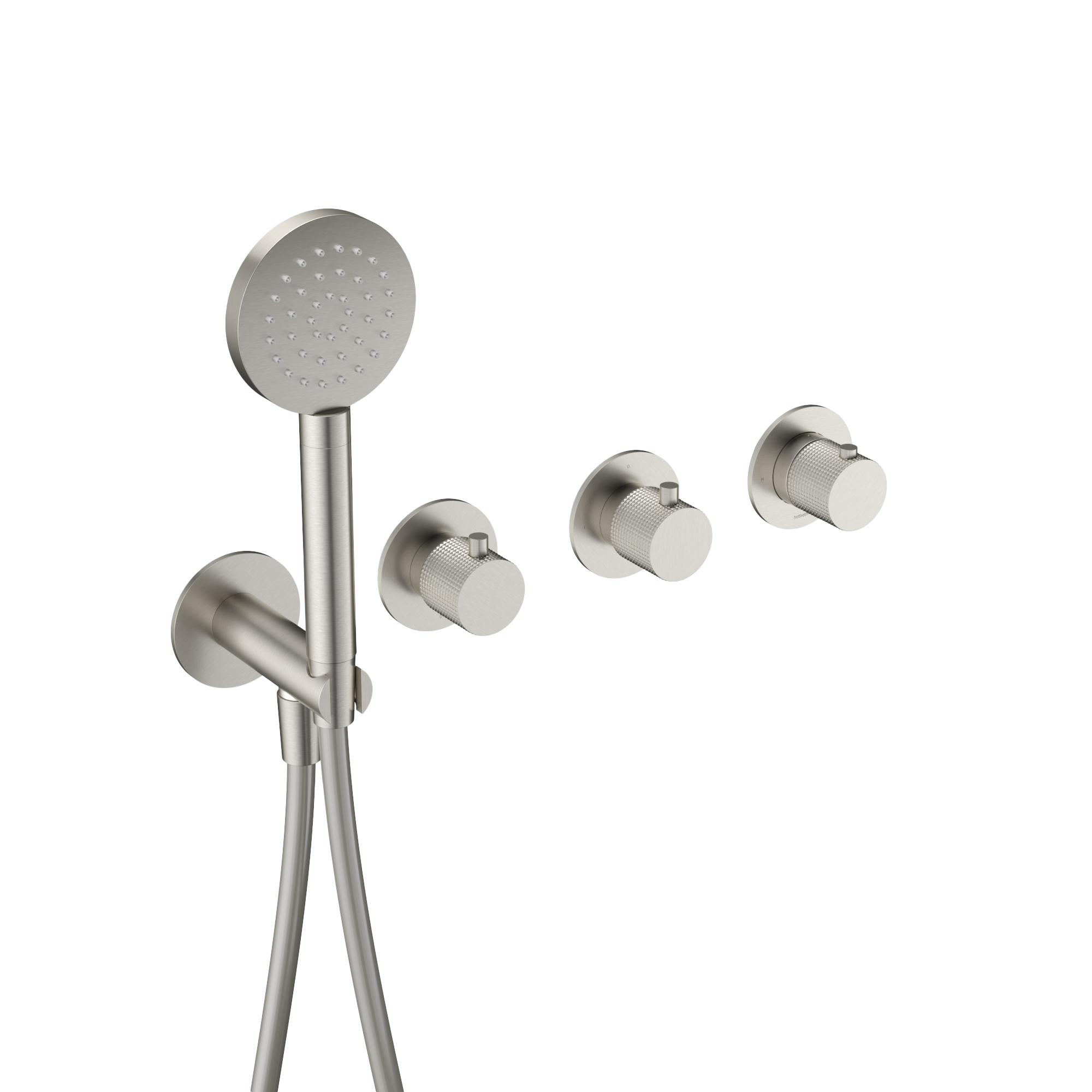 Hotbath GUY afbouwdeel bad/douche thermostaat met 2 stopkranen zonder uitloop GY7071DEXTGN Geborsteld nikkel