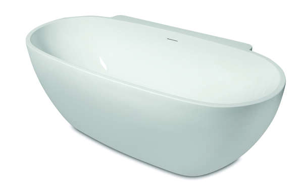 Luca back to wall bad rond van acryl uit een stuk met overl. 175x85x60h Wit glans