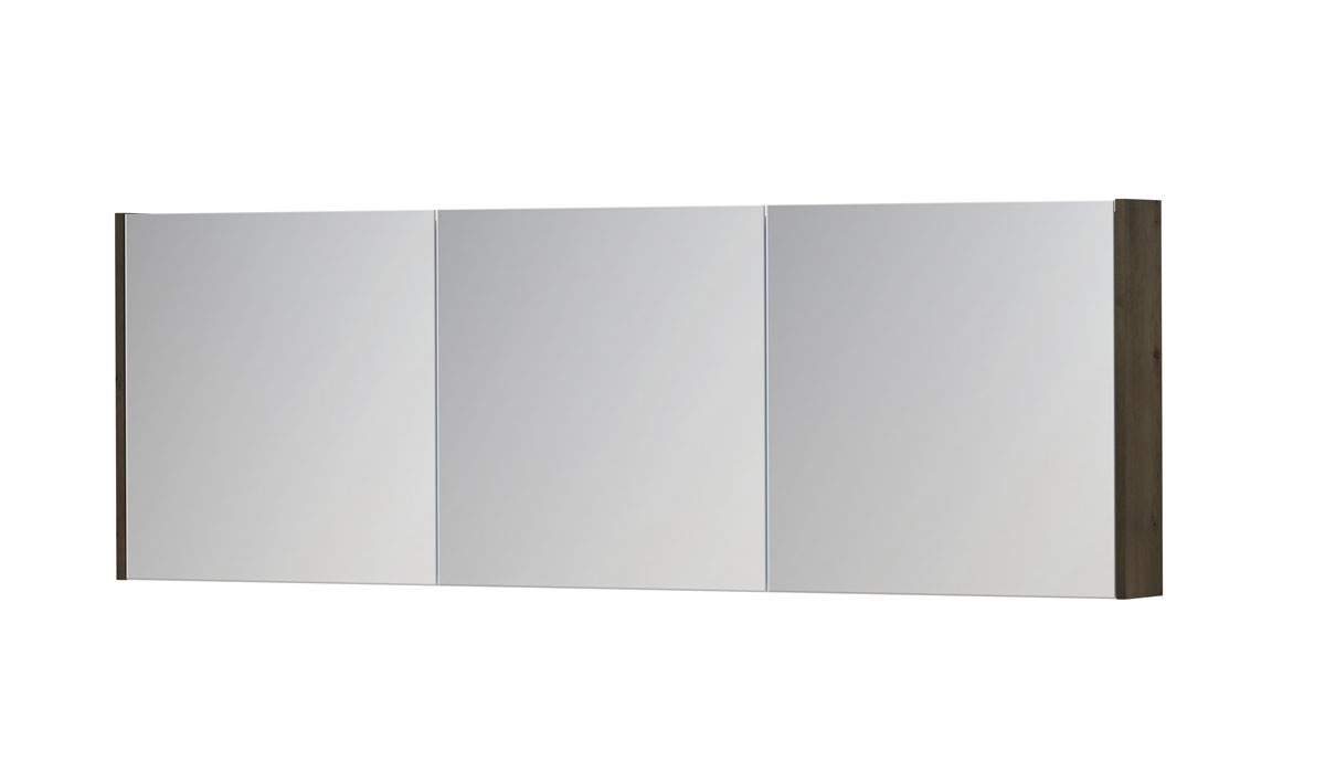 INK SPK1 spiegelkast m. 3 dubbelzijdige spiegeldeuren en stop/schak. 1110874 Charcoal fineer H600xB1800xD140