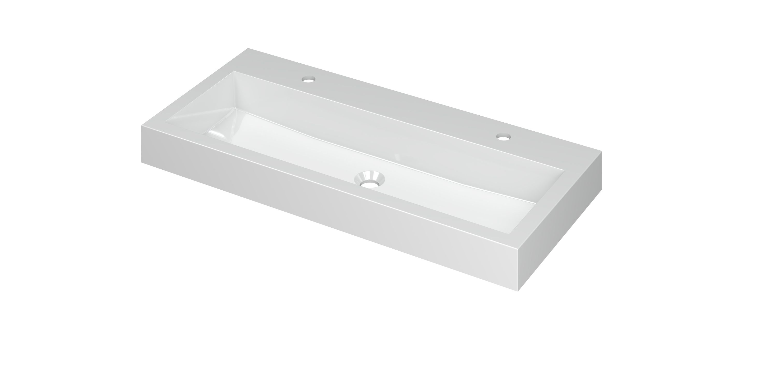 INK Momento wast. Polystone met 2 krgt. 3421032 Glans wit H90xB1000xD450