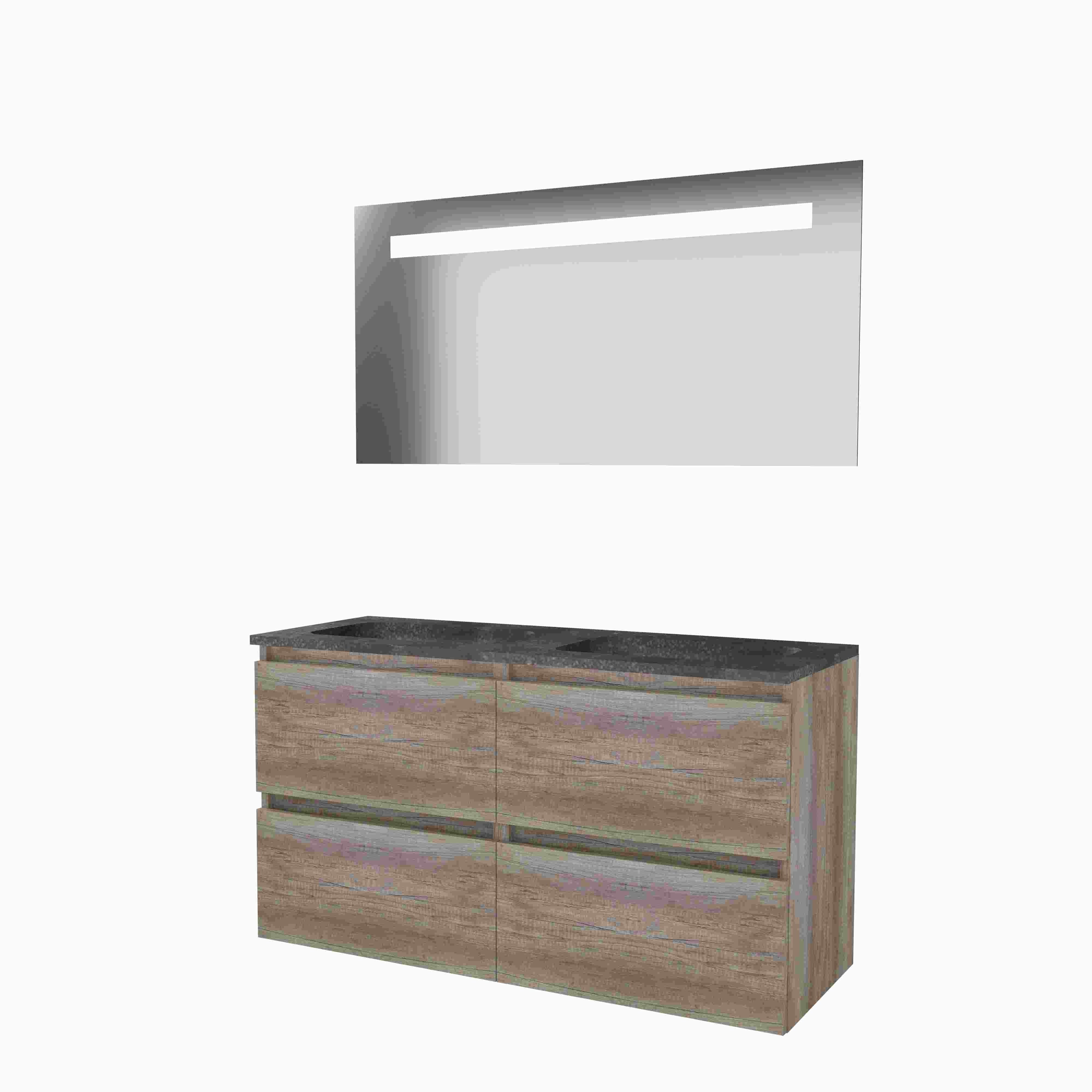 Basic Econom. 46 onderk. GL incl. 4 la + hardst. wast. z. krgt. incl. spg. m. geint. Led B1200xD460 Scotch Oak / 1813086