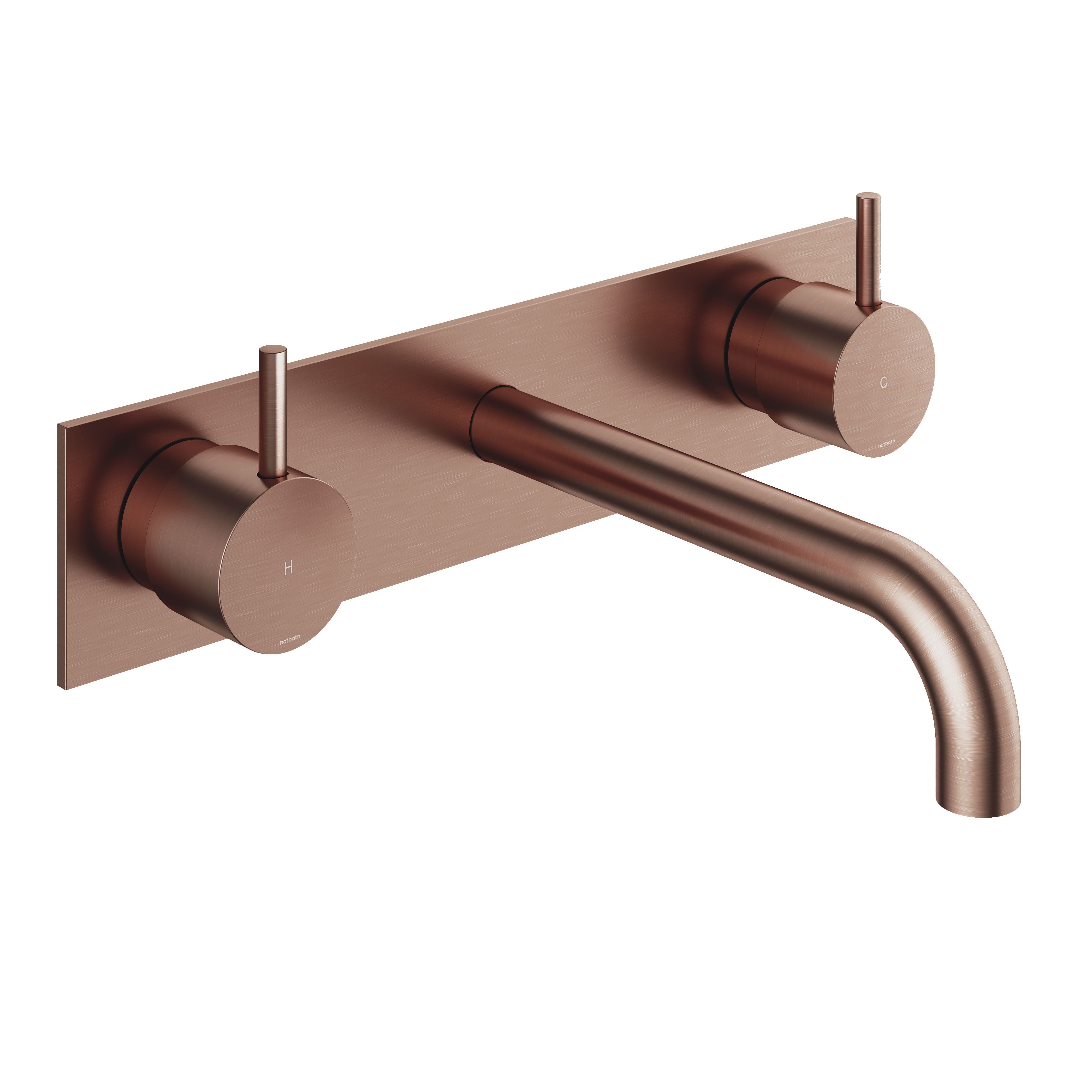 Hotbath Cobber afbouw wastafelmengkraan 3 gats met plaat 18 cm CB006TEXT18BCP Geborsteld Koper PVD