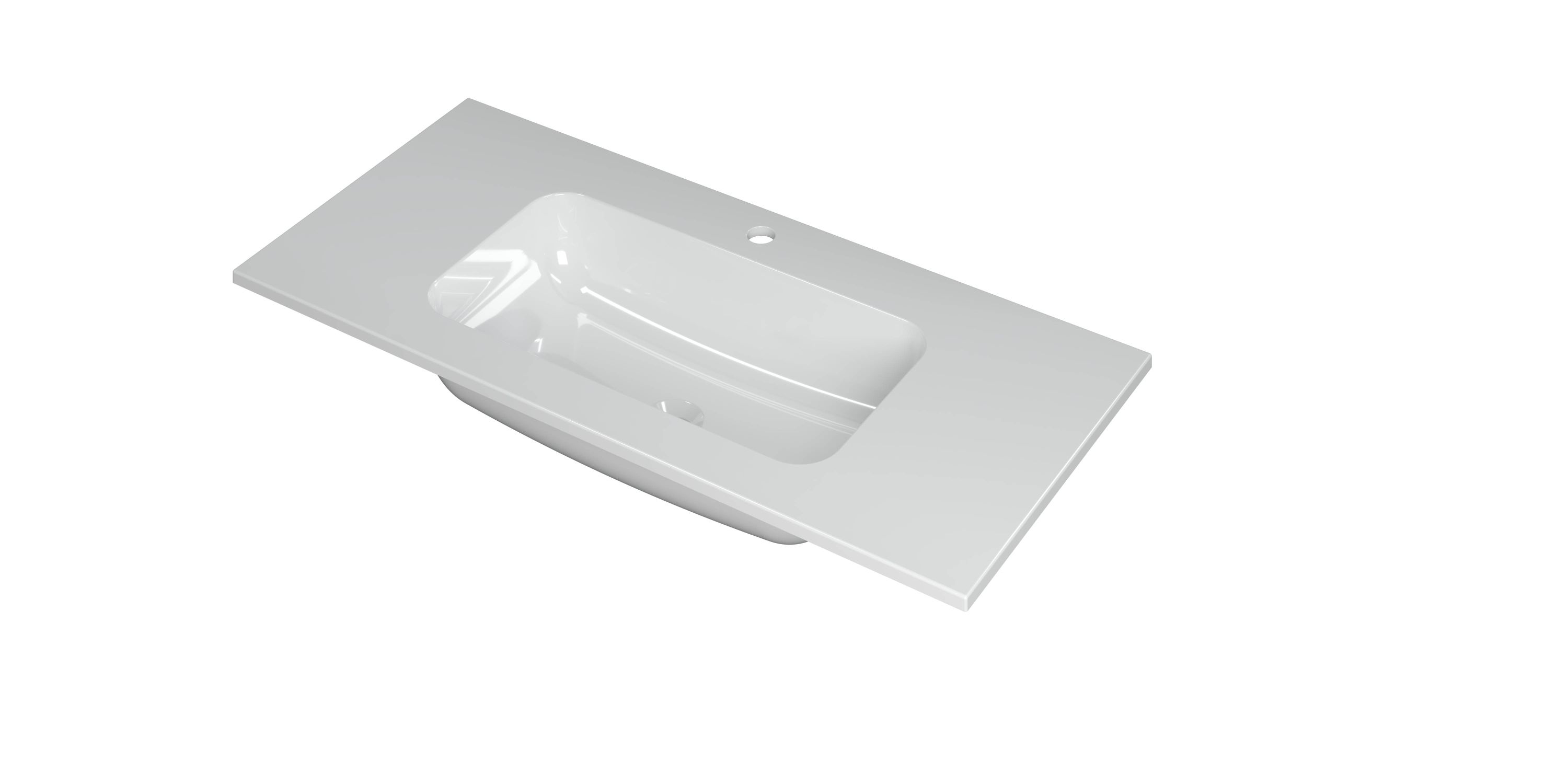 INK Faktor wast. polystone midden m. 1 krgt. H15xB1000xD450 Glans wit / 3407051