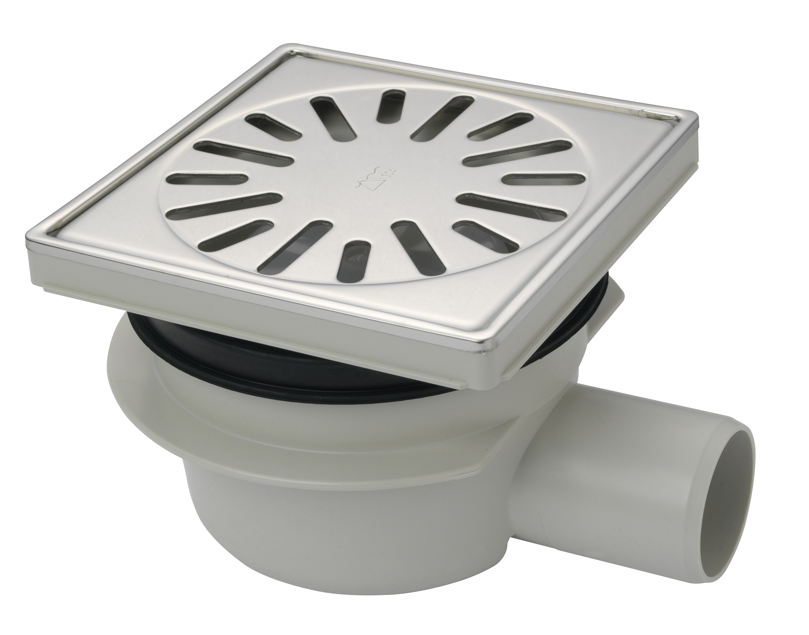 Aquaberg ABS put m/RVS rooster zij-uitlaat verstelbaar vert-hor 4616R 15x15cm