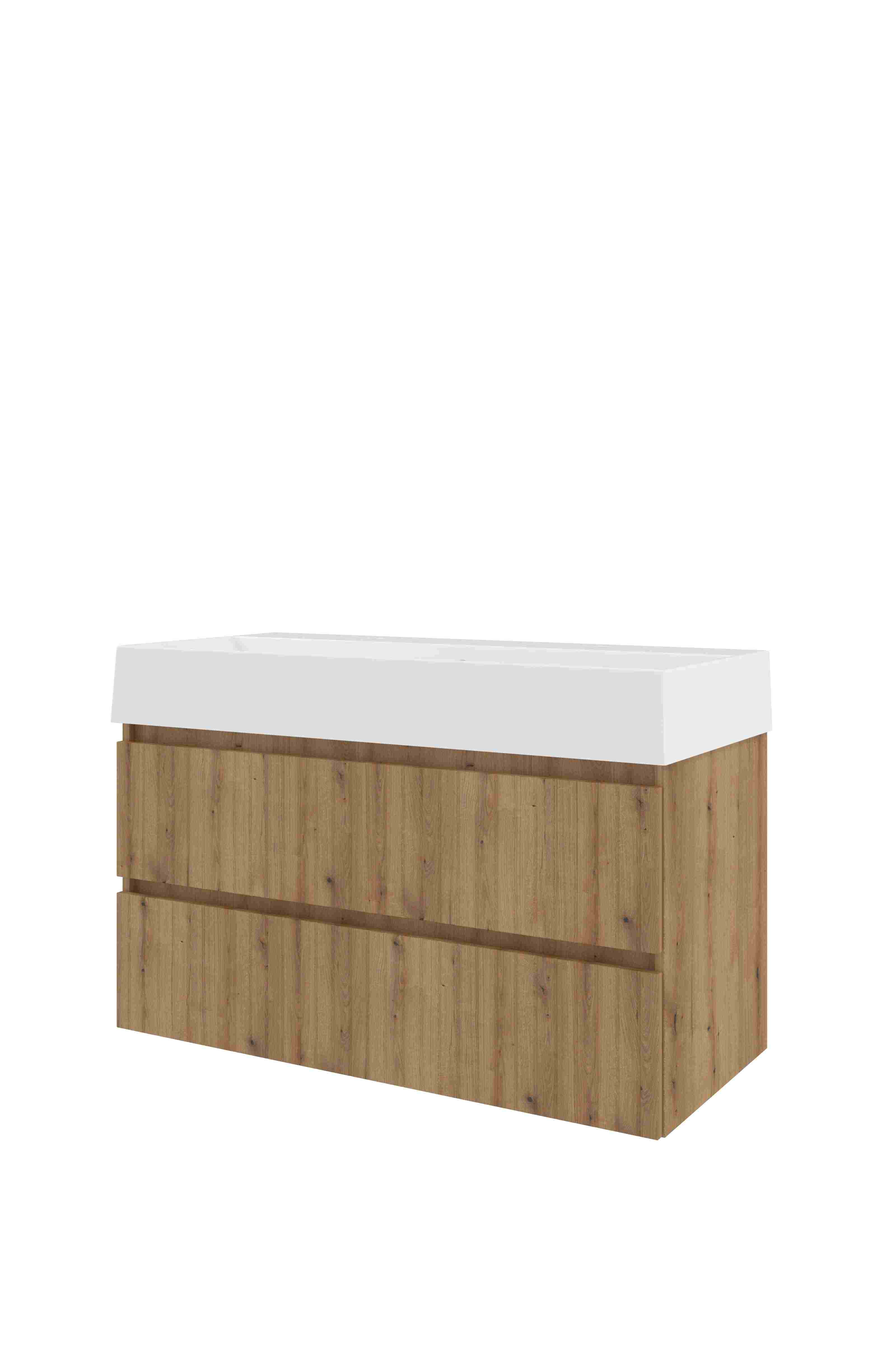 Proline Set porselein Loft wast. met 2 kr.gaten en onderkast sym. gefr. 1818201 Urban oak/Glans wit 1000x460x650