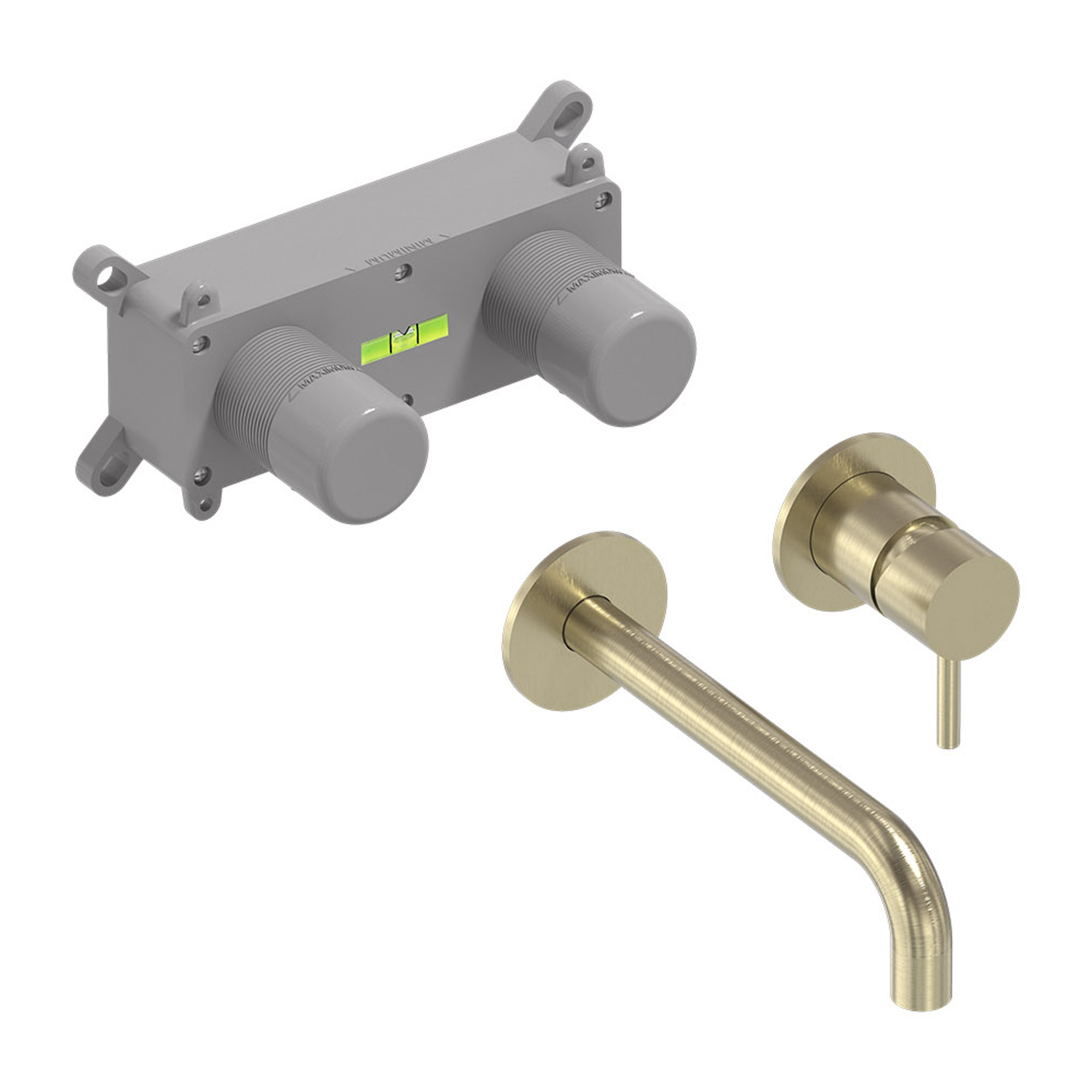 MAY Stilo Eenhendel wastafelmengkraan inbouw incl. inbouwbox 6800654 Geborsteld mat goud PVD