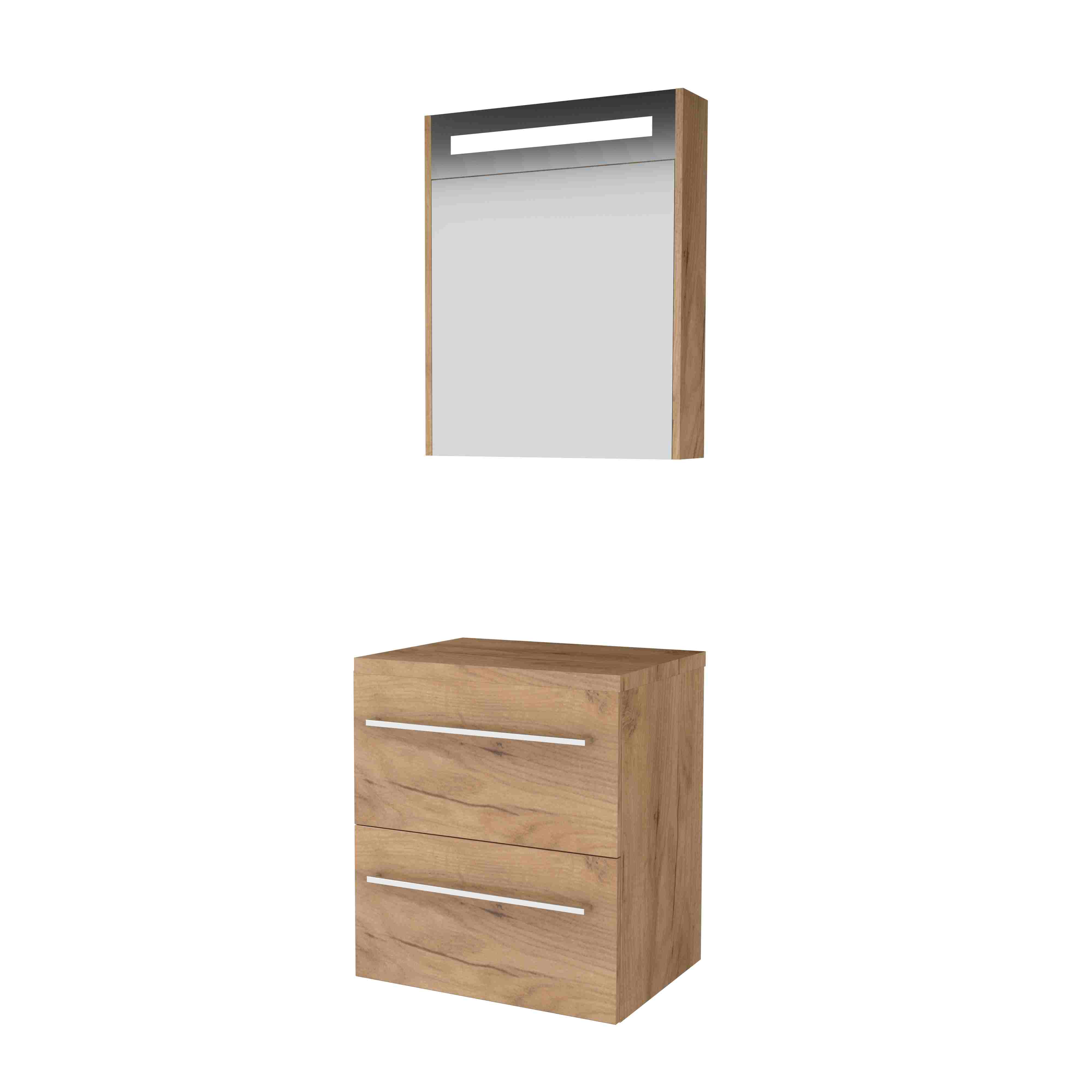 Basic Prem. 46 onderk. m. gr. incl. 2 la + afdekplaat incl. sp.kast m. geint. Led B600xD460 Whisky Oak / 1813658