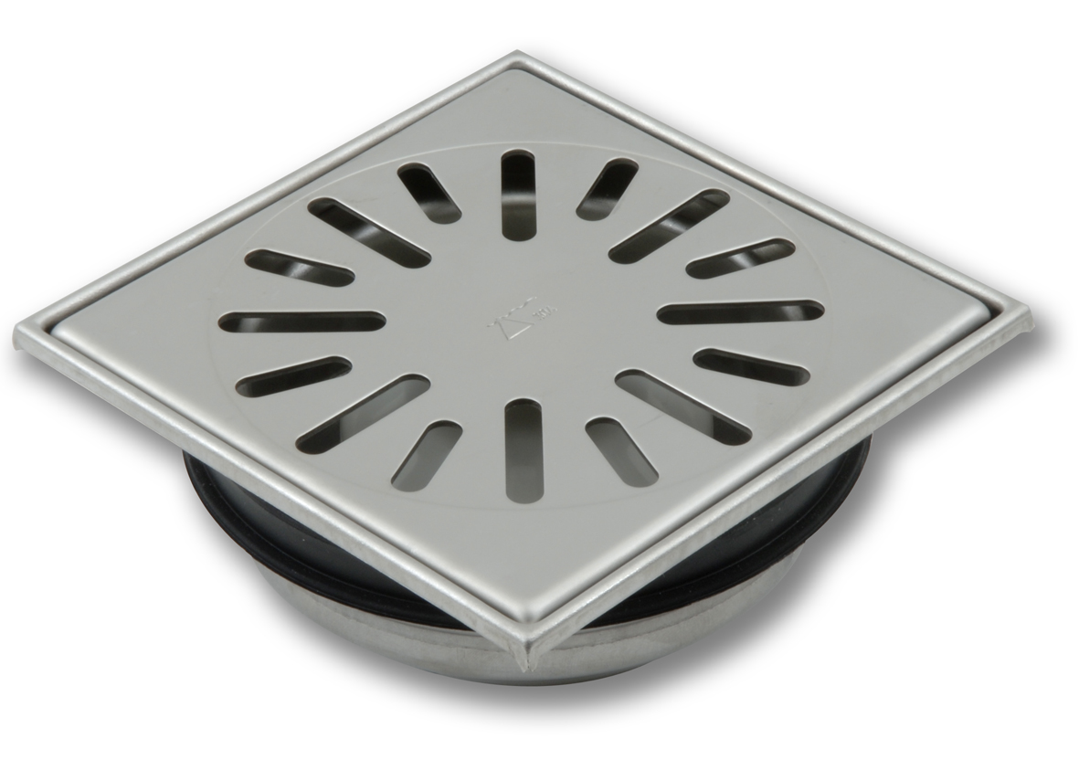 Aquaberg RVS put m/RVS rooster hoogte verstelbaar onder uitlaat 4815 15x15cm