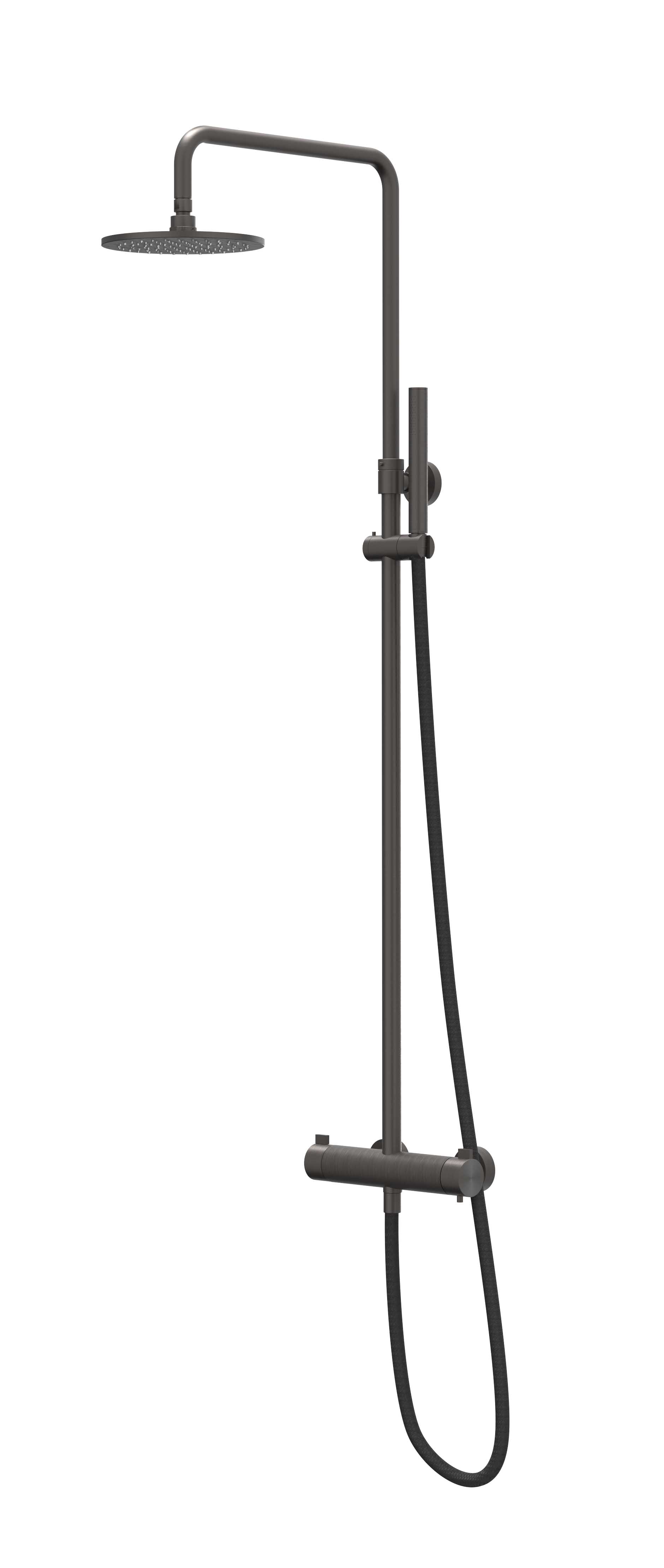 IVY Tribe Doucheset opbouw set R25cm me en staafmodel CST1ICBAB RVS316 gebr. carbon black PVD