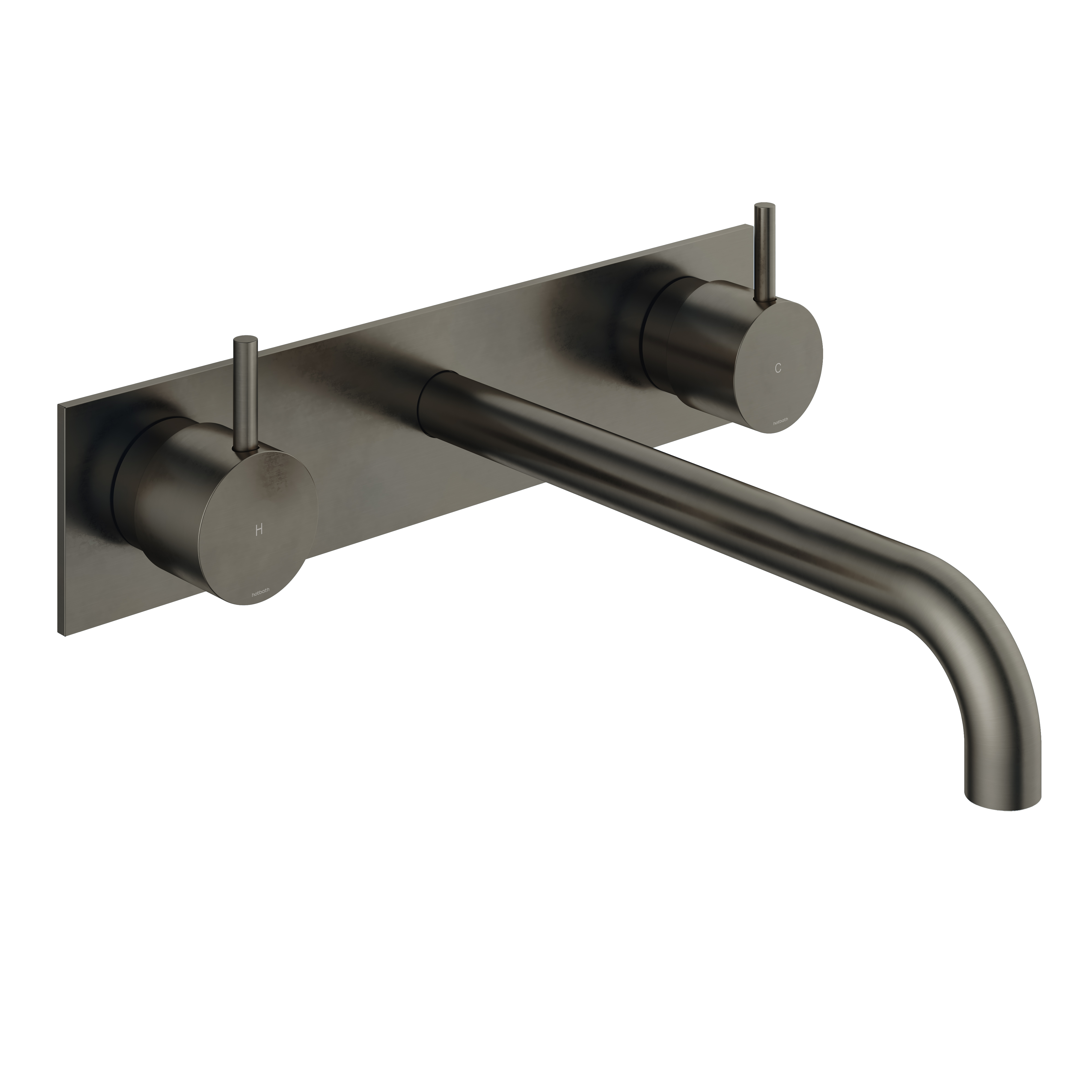 Hotbath afbouwdeel wastafelmengkraan 3 gats met plaat en 25 cm uitloop CB006TEXT25AI Verouderd IJzer