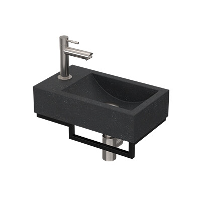 Proline pack hardsteen m. krgt. L fontein stalen frame matzw. kraan sifon plug + bev. Blue stone/Brushed nickel / 1805224P