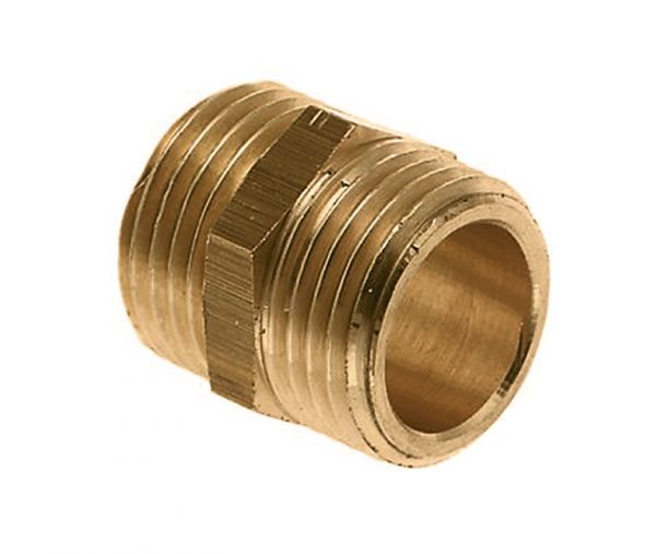 Messing dubbele nippel 21/2