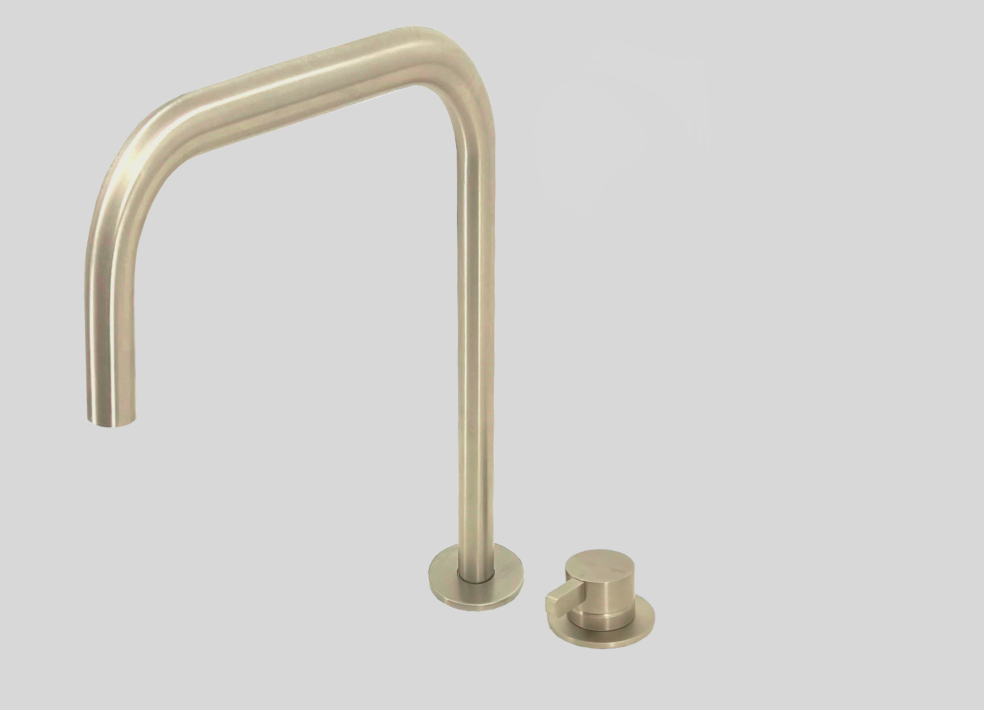 Lagoo Como Wastafelmengkraan 2-gats m. draaibare rechte uitloop high CM1232PG Brushed Champagne PVD