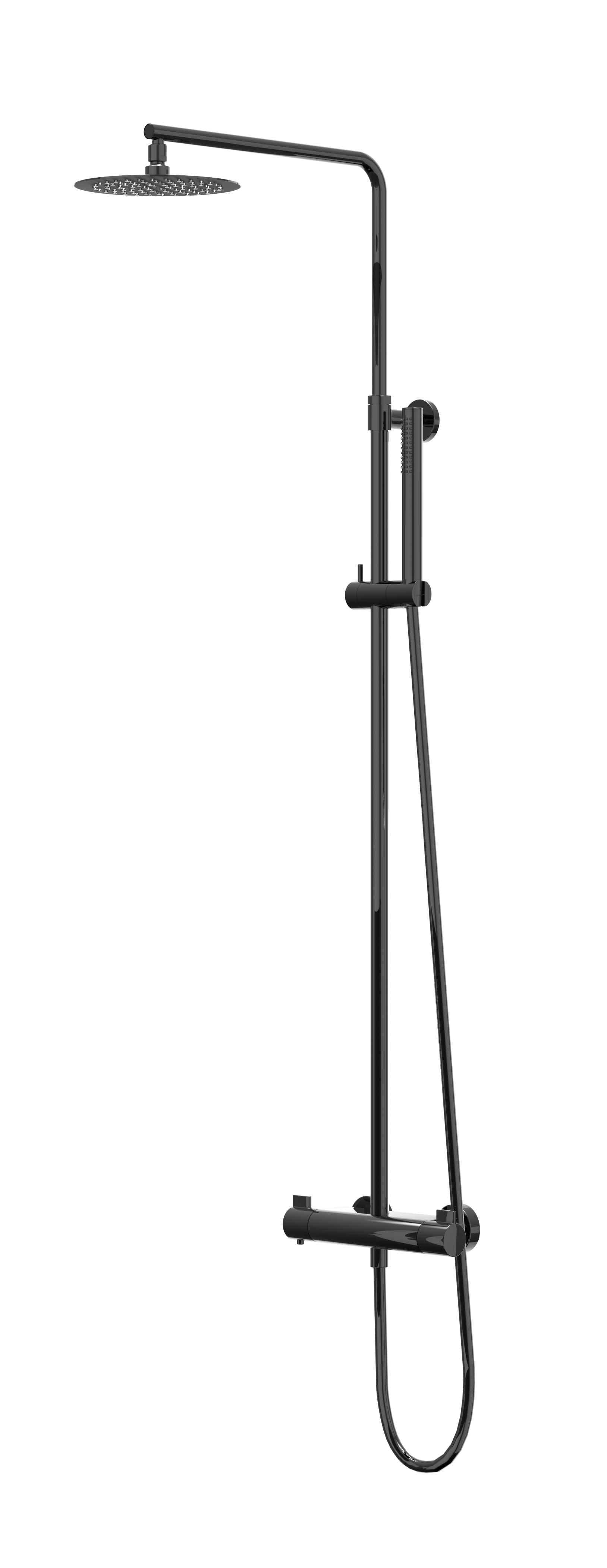 IVY Pact Doucheset opbouw set R30cm me en staafmodel CSP1ZCAF Zwart chroom PVD