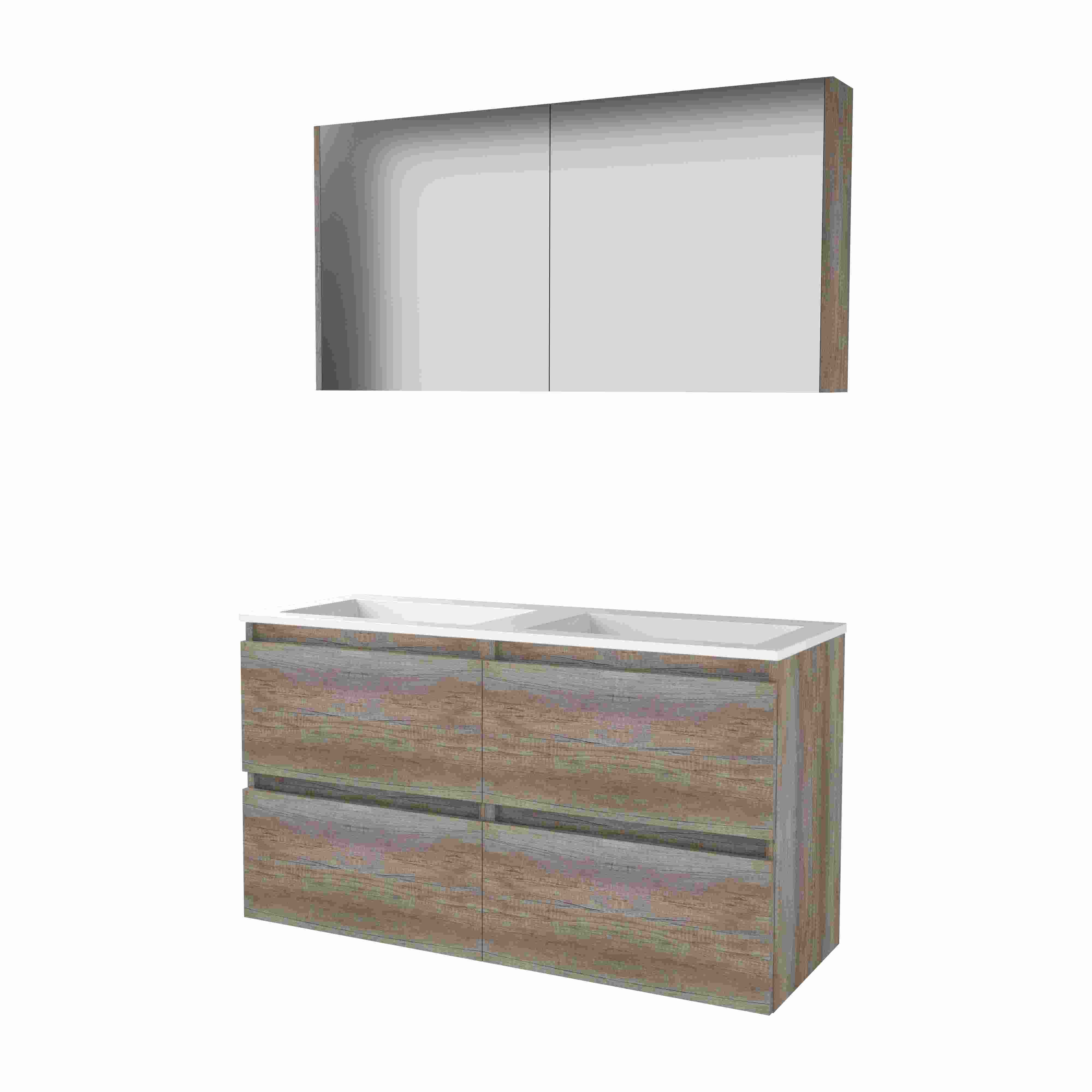 Basic Comfort 46 set 120x46cm greepl. 4 la Acryl wast. 0 krgt. incl. kast C46GL120A0SO Scotch Oak