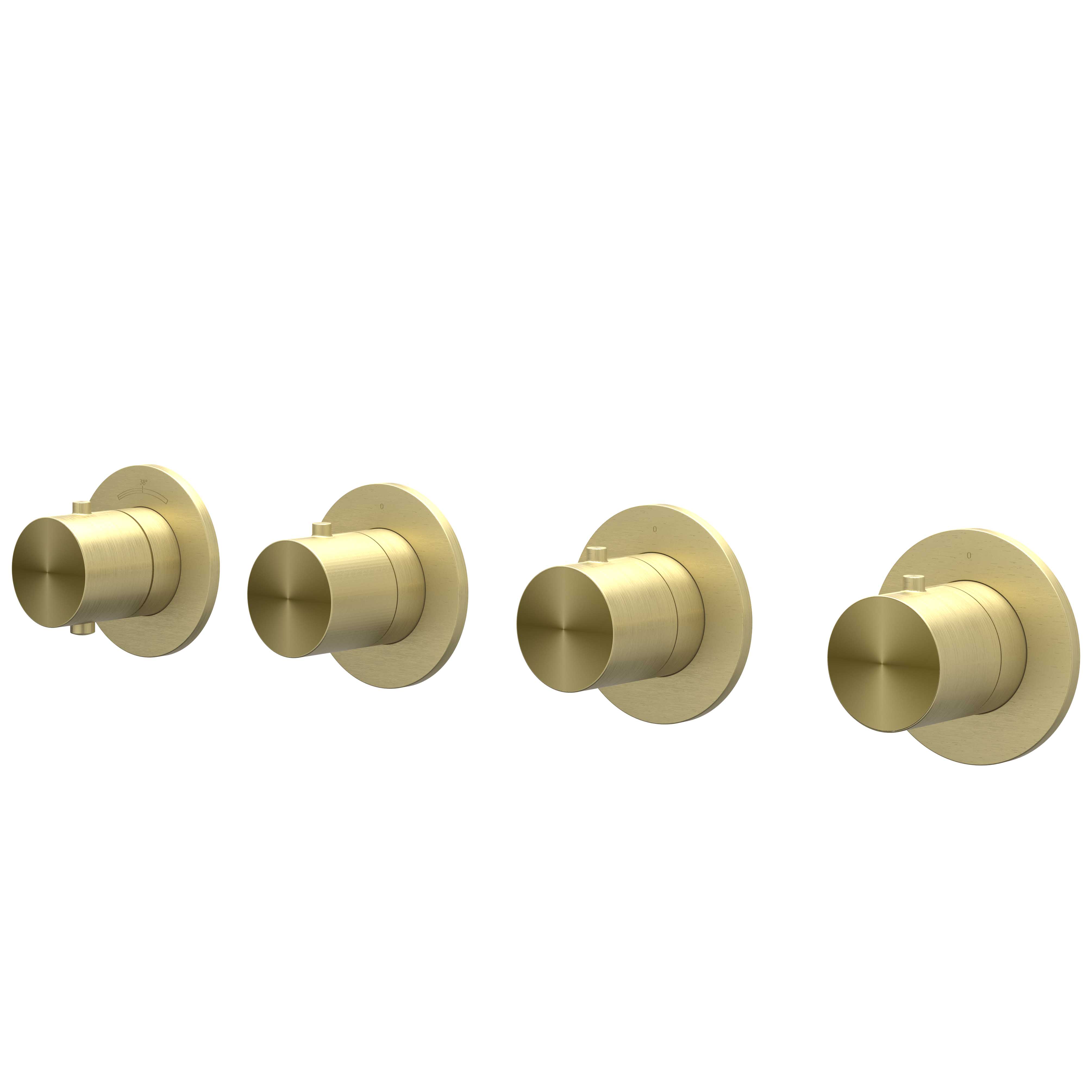 IVY Concord Afbouw inbouwtherm. m/3 stopkranen symmetry m/ronde rozetten 6201262 RVS316 gebr. mat goud PVD