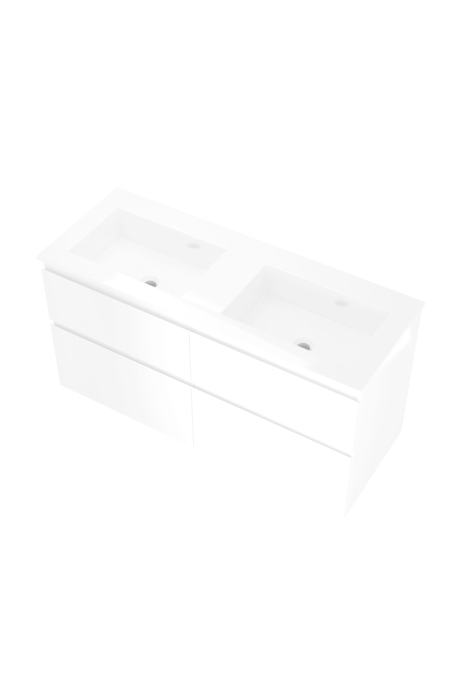 Proline set polystone Elegant wast. z. krgt. en onderk. 4 laden a-sym. 1816504 Glans wit/Glans wit H620xB1200xD460