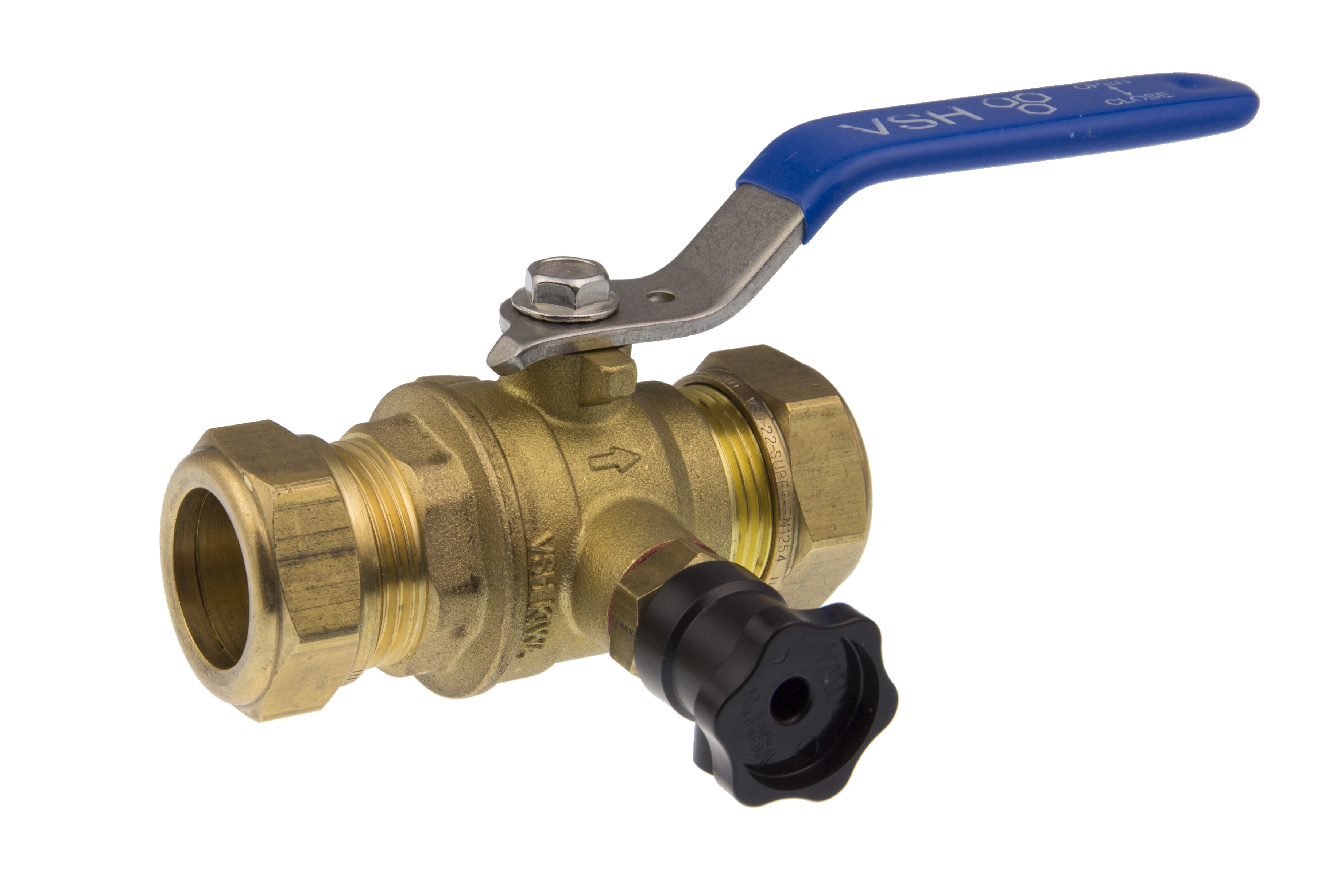 VSH kogelstopkraan kiwa met aftapper 28 knel inclusief aftapper 1/4 0504724