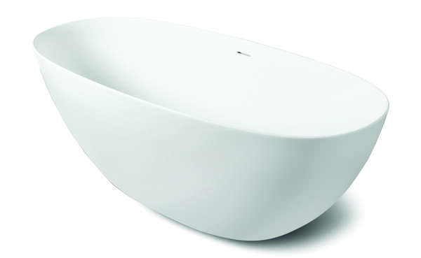 Luca Vrijstaand bad van solid surface met overloop 170x76x57h 120kg LUVA1700M Mat wit