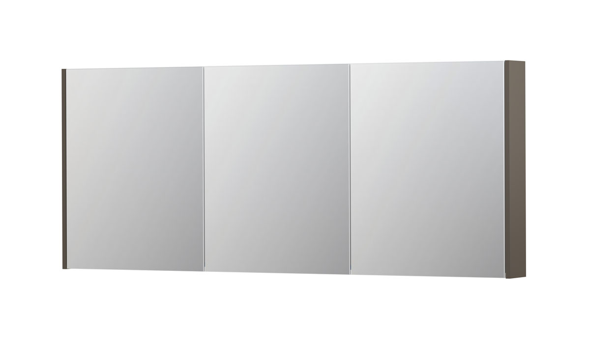 INK SPK2 spiegelkast m. 3 dubbelzijdige spiegeldeuren en stop/schak. 1105554 mat taupe H730xB1800xD140