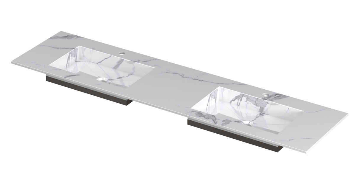 INK Post wast. keramische slab envelop bak dubbel 2 krgt. H10xB1800xD450 Statuario glans / 210153