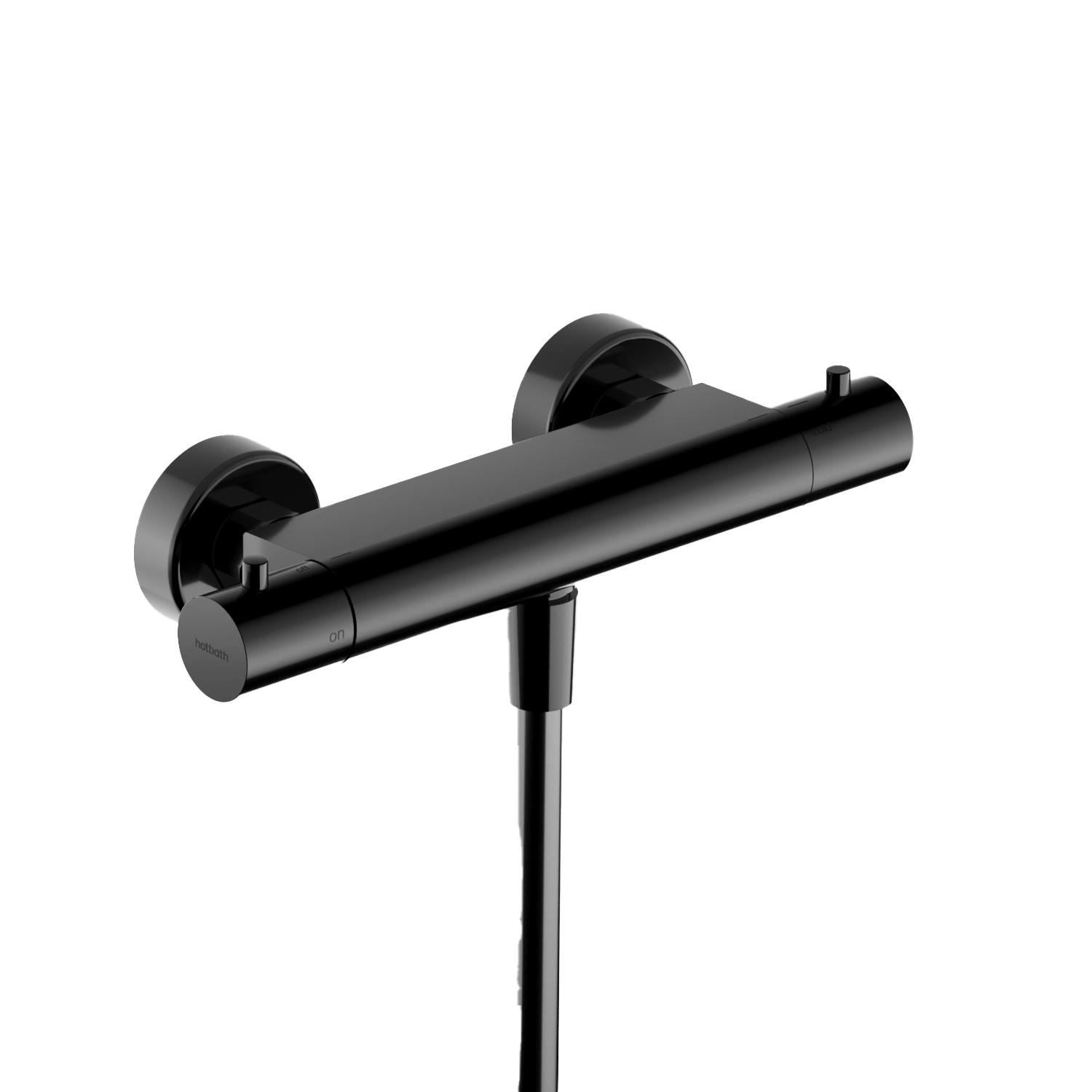 Hotbath Ace thermostatische douchemengkraan m. 1/2 doucheslang onderaansluiting AC008PBP Gepolijst Zwart PVD