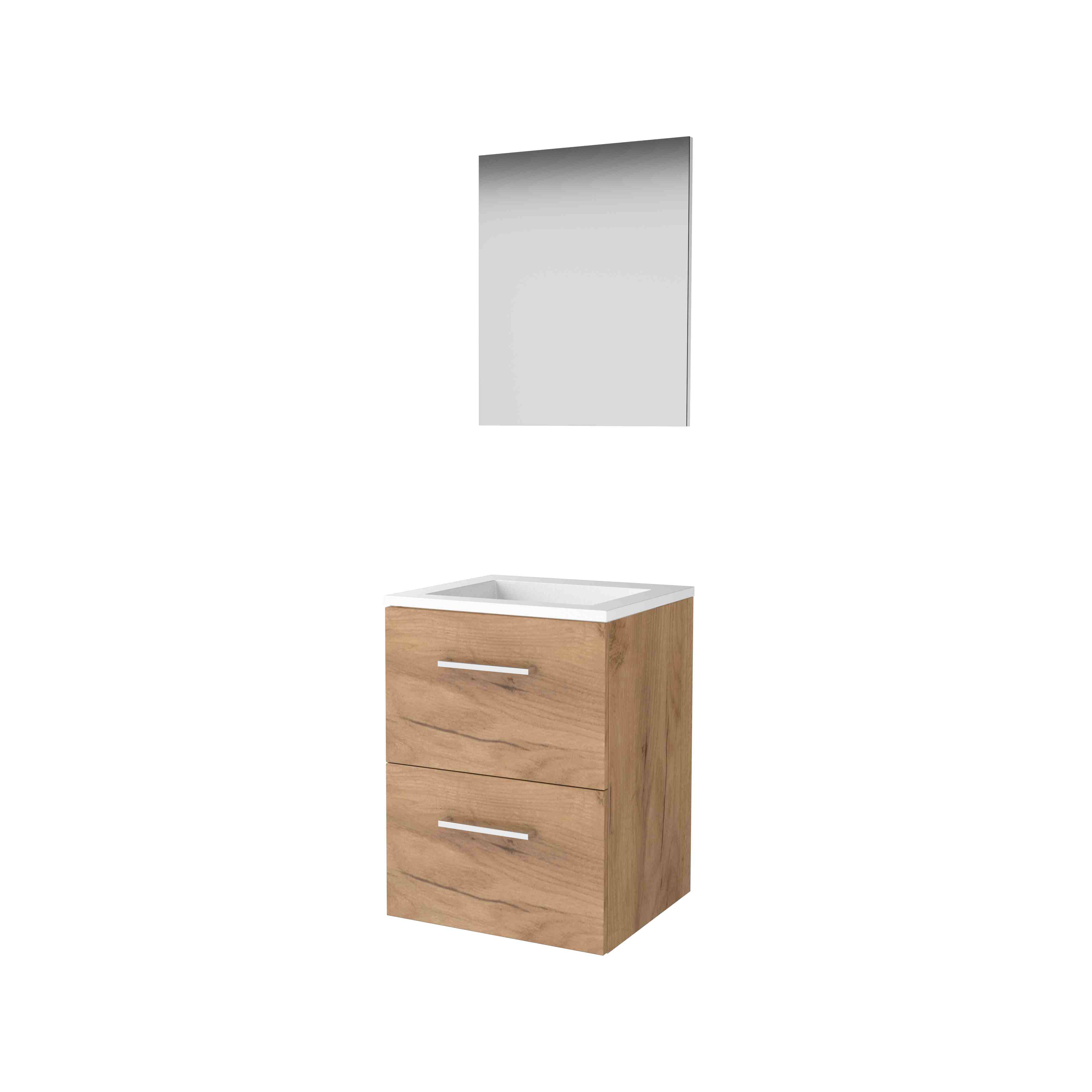 Basic Basic 46 set 50x46cm met gr. 2 la Acryl wast. 0 krgt. incl. spiegel B46GR50A0WO Whisky Oak