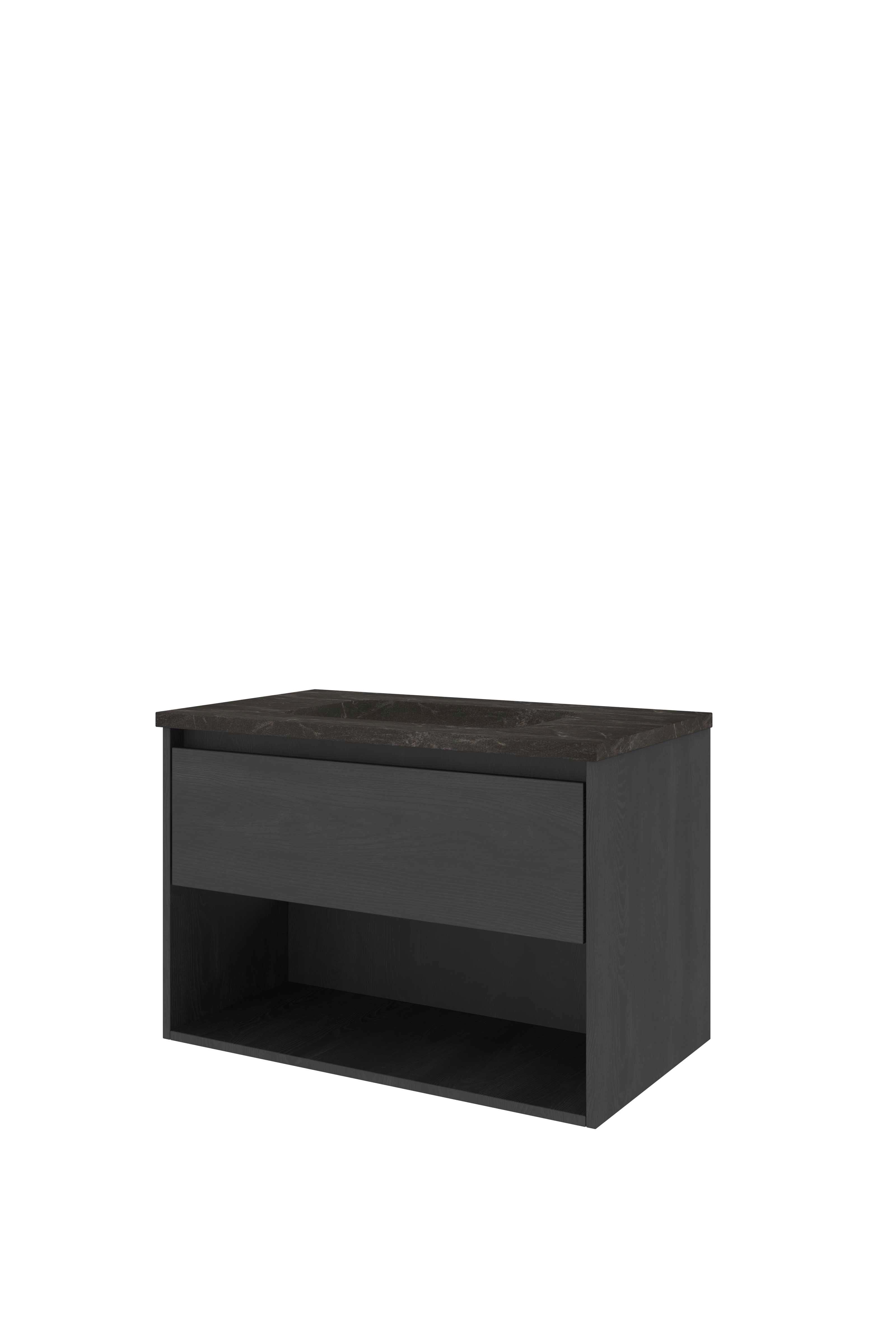 Proline Set hardsteen Elegant wast. z. krgt. en onderkast met schap 1815624 Black oak/Blue stone 800x460x545