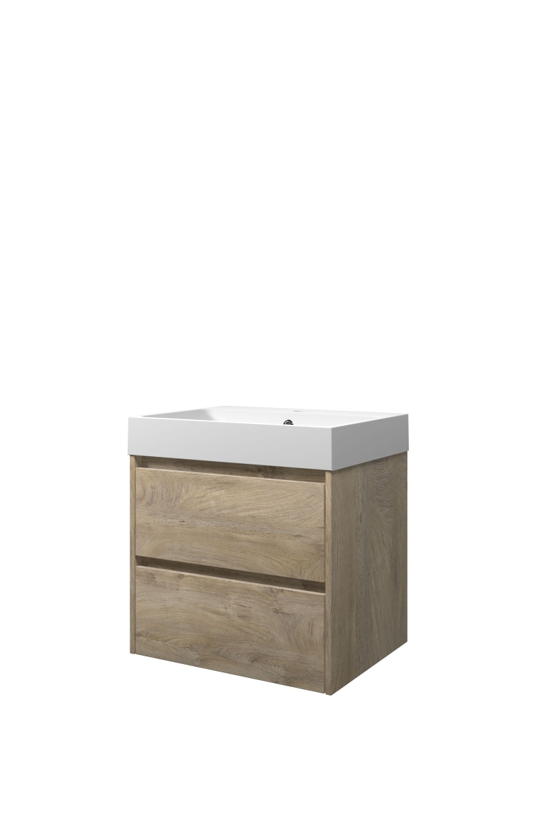 Proline set polystone Loft wast. met 1 krgt. en onderk. sym. 1816831 Raw oak/Mat wit H620xB600xD460