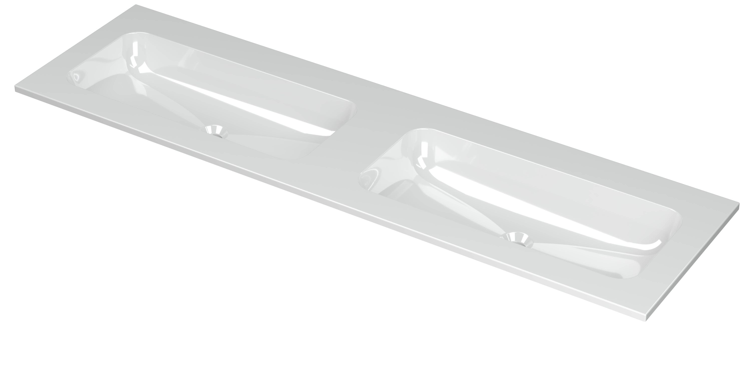 INK Aspekt wastafel pors. m. kom 45 dubbel z. krgt. 207050 Glans wit H50xB15xD1600